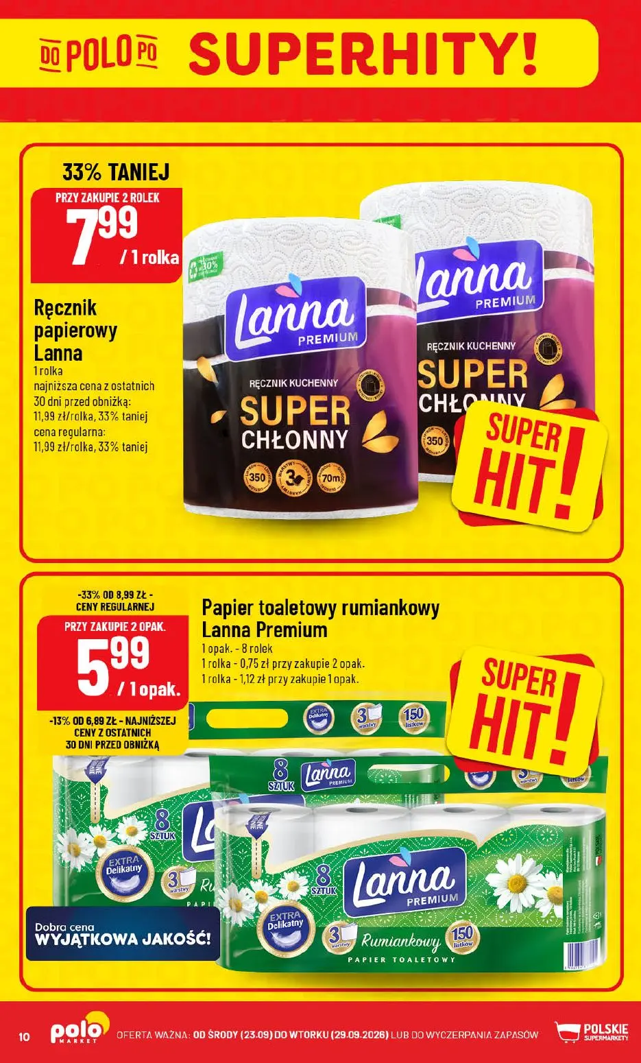 POLOmarket gazetka, strona 10 z 76 — Ręcznik papierowy Lanna, Papier toaletowy rumiankowy Lanna Premium