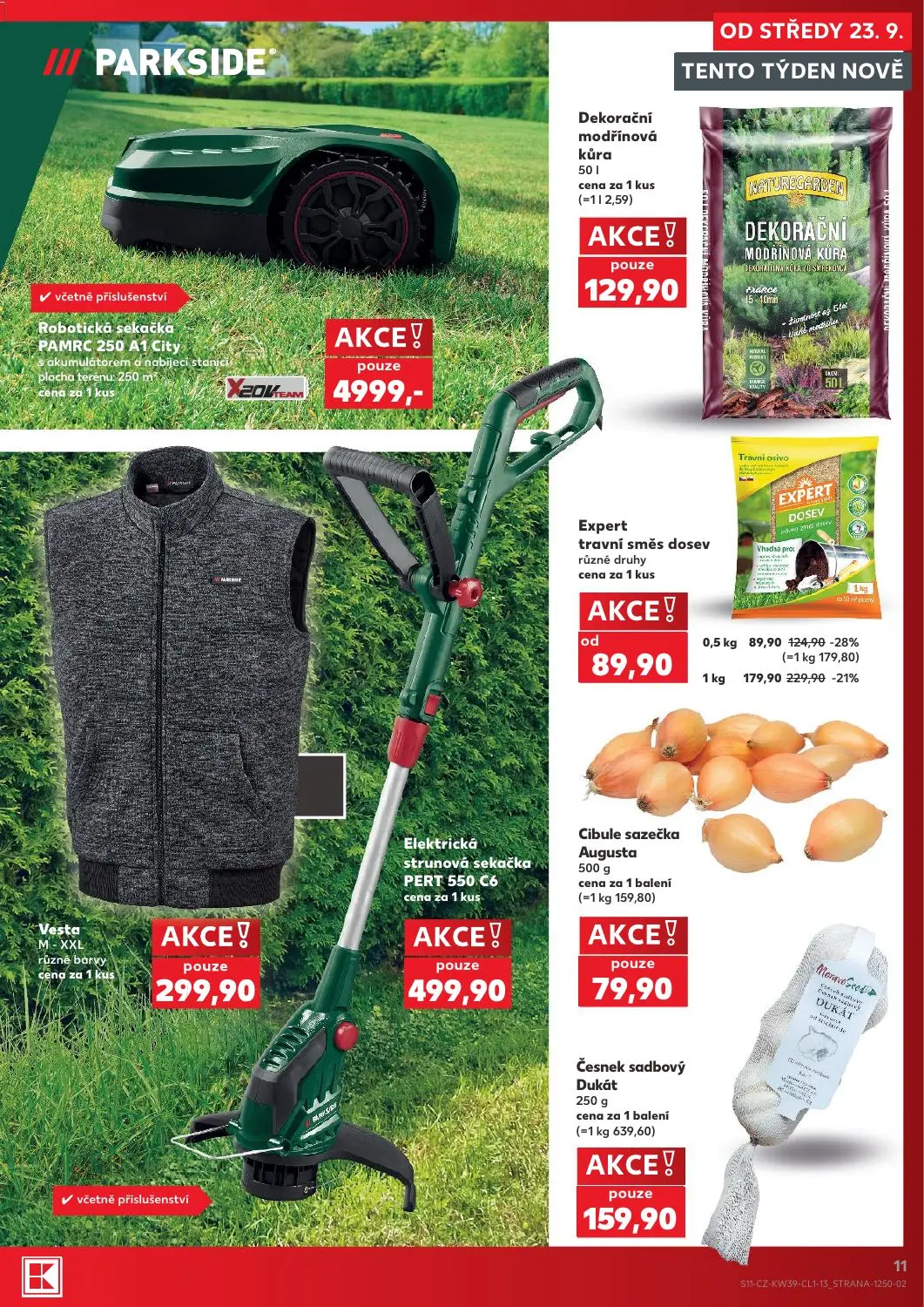 Kaufland leták, strana 11 z 14 — Expert travní směs dosev, Expert travní směs dosev, Robotická sekačka PAMRC 250 A1 City