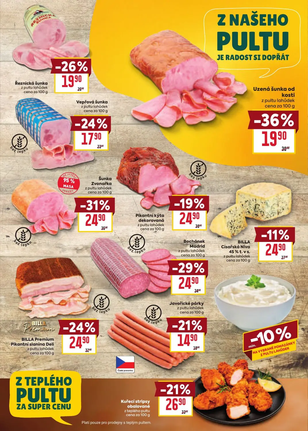 Billa leták, strana 11 z 41 — Uzená šunka od kosti, Šunka Zvonařka, Bochánek Madrid