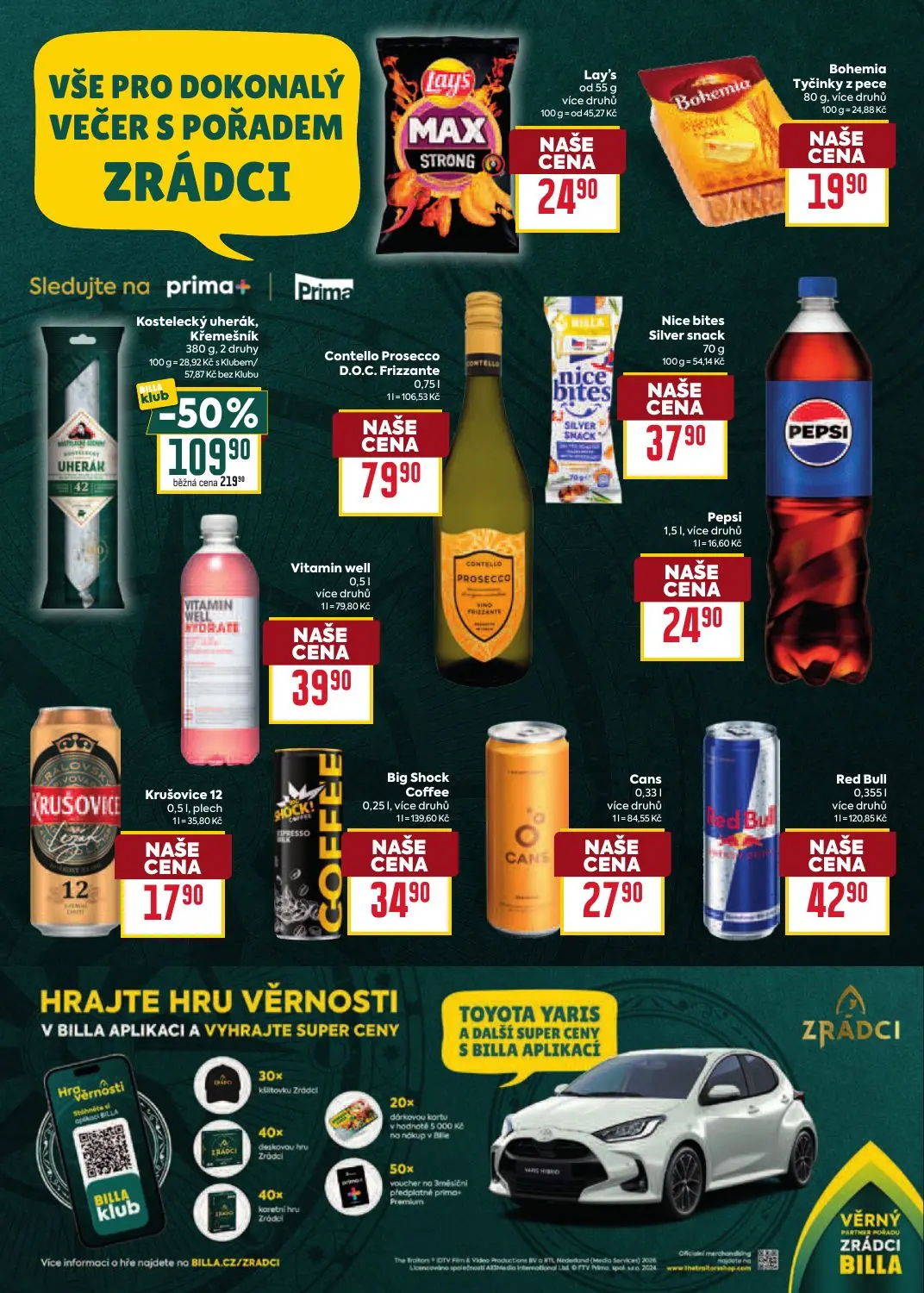 Billa leták, strana 13 z 41 — Kostelecký uherák, Křemešník, Lay's, Bohemia Tyčinky z pece
