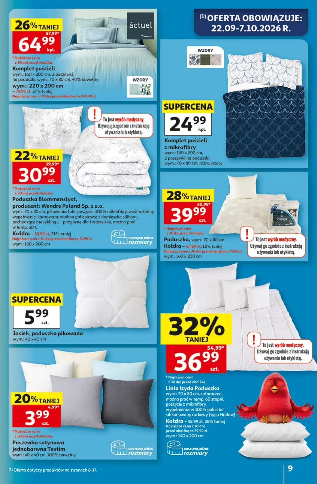 Auchan gazetka, strona 9 z 41 — Komplet pościeli, Linia Izyda Poduszka, Poduszka