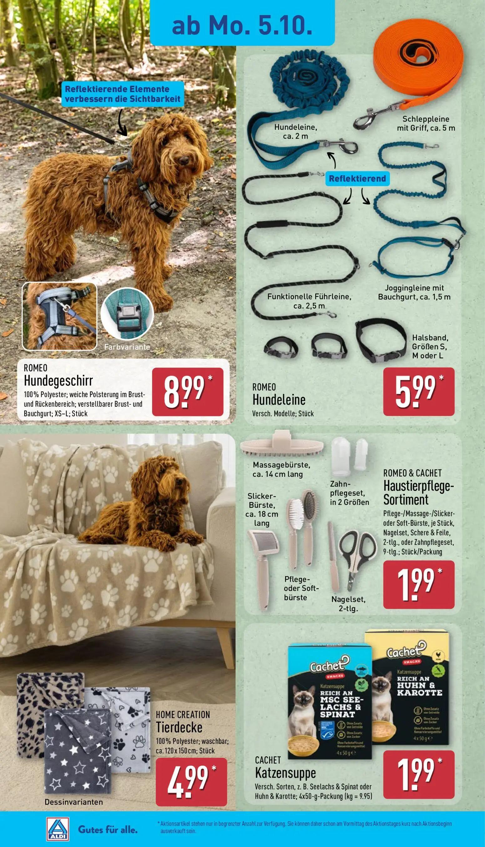 Aldi Nord Prospekt, Seite 6 von 14 — ROMEO Hundegeschirr, ROMEO Hundeleine, ROMEO & CACHET Haustierpflege-Sortiment
