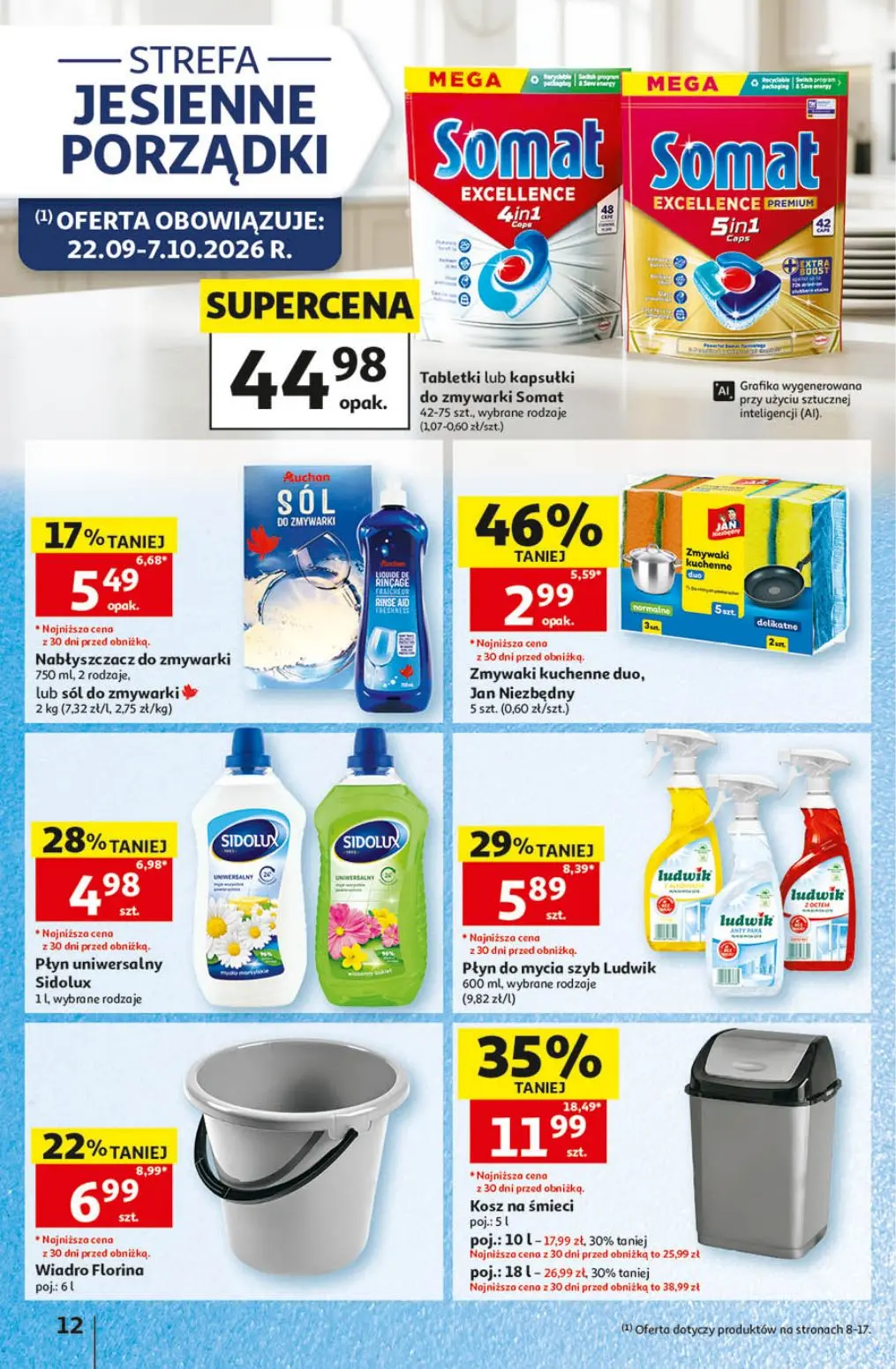 Auchan gazetka, strona 12 z 41 — Kosz na śmieci, Zmywaki kuchenne duo, Jan Niezbędny, Płyn do mycia szyb Ludwik