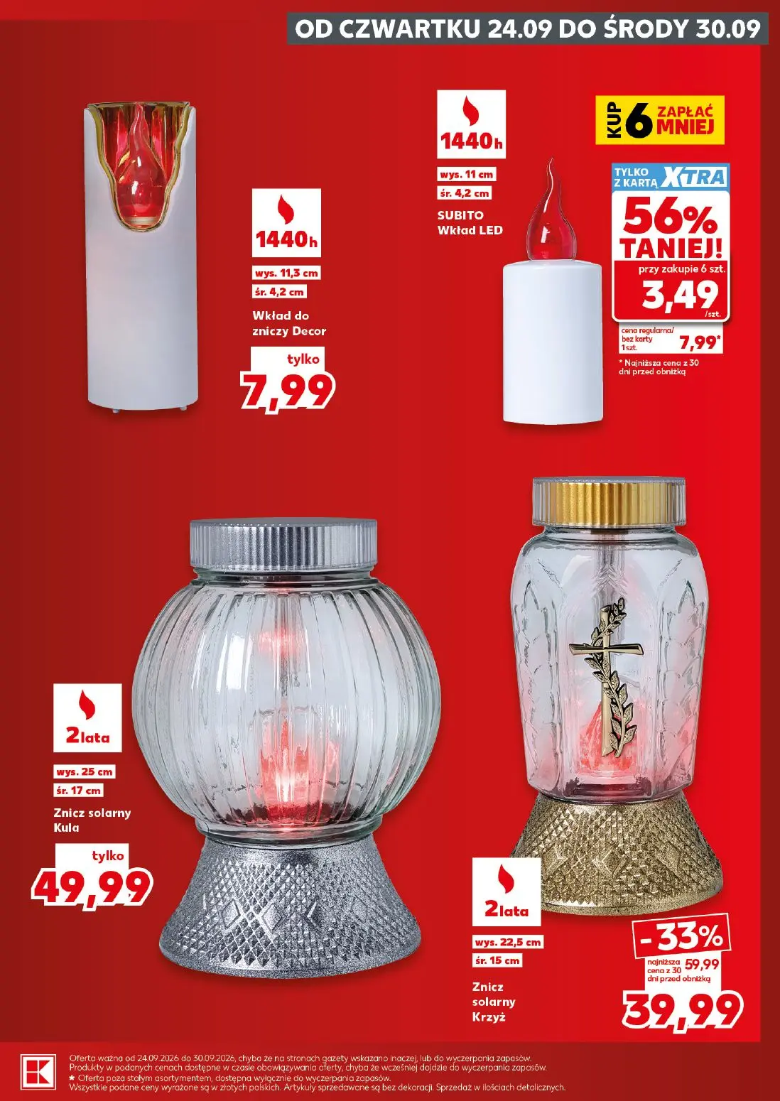 Kaufland gazetka, strona 15 z 20 — Znicz solarny Krzyż, SUBITO Wkład LED, Wkład do zniczy Decor