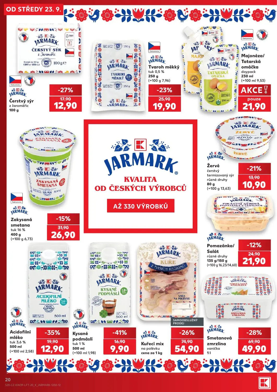 Kaufland leták, strana 20 z 54 — Kuřecí mix na polévku, Smetanová zmrzlina vanička, Acidofilní mléko tuk 3,6%
