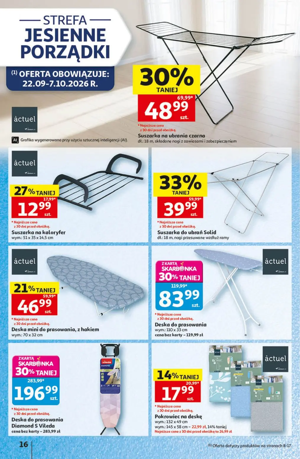 Auchan gazetka, strona 16 z 41 — Deska do prasowania Diamond S Vileda, Deska do prasowania, Suszarka na ubrania czarna
