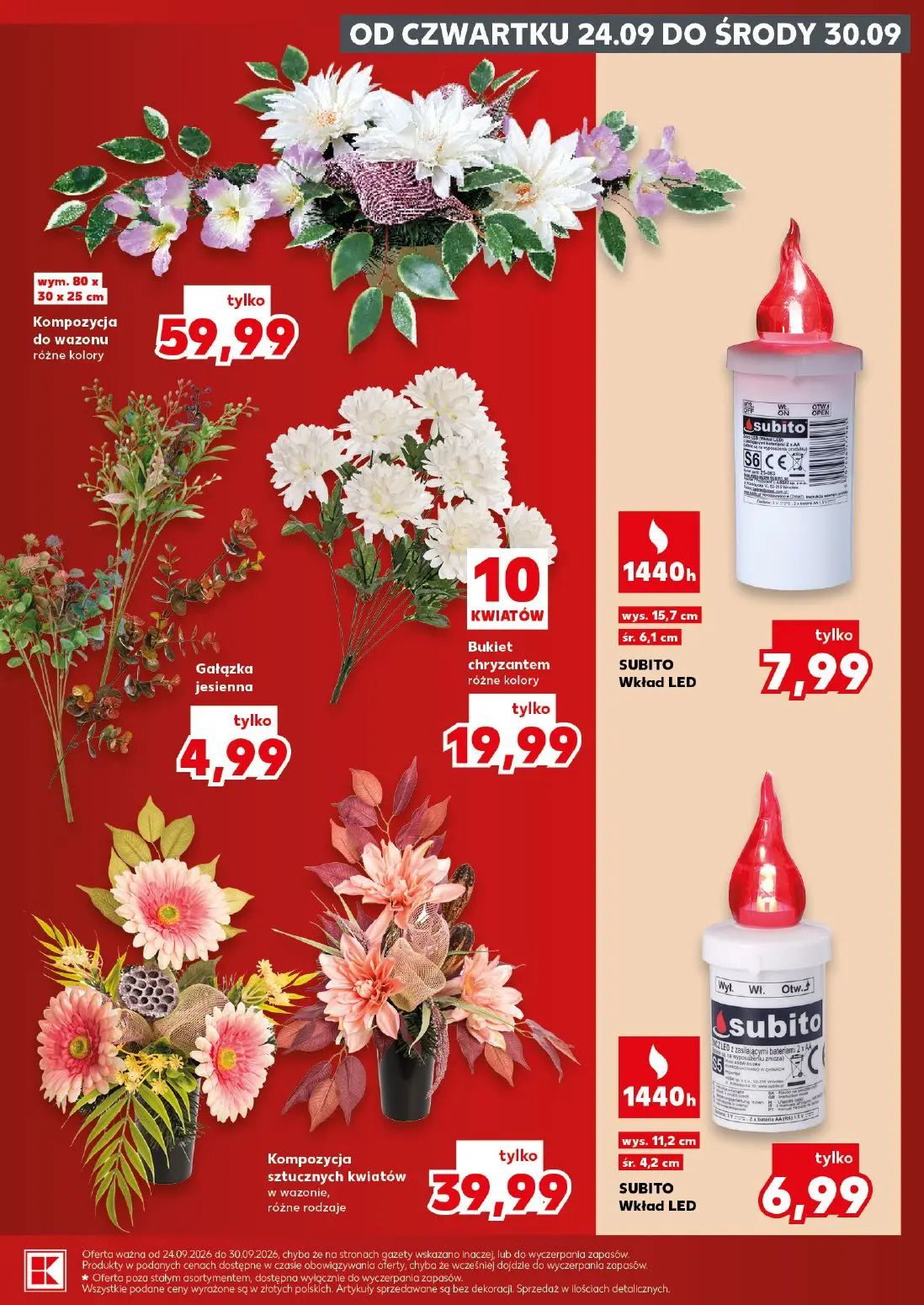 Kaufland gazetka, strona 19 z 20 — Kompozycja do wazonu różne kolory, Gałązka jesienna, Bukiet chryzantem różne kolory