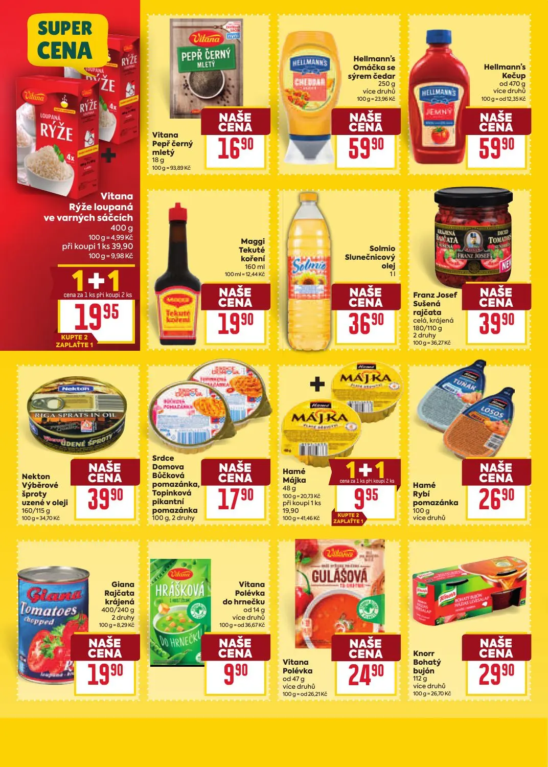 Billa leták, strana 22 z 41 — Vitana Pepř černý mletý, Hellmann's Omáčka se sýrem čedar, Hellmann's Kečup