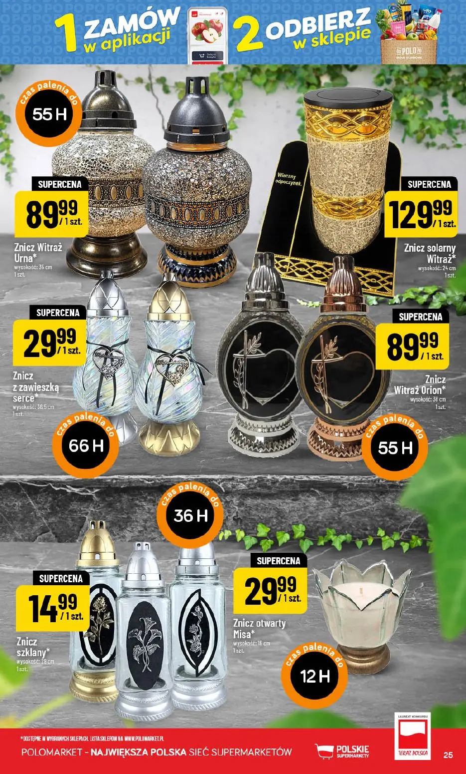 POLOmarket gazetka, strona 25 z 76 — Znicz Witraż Urna*, Znicz solarny Witraż, Znicz z zawieszką serce*