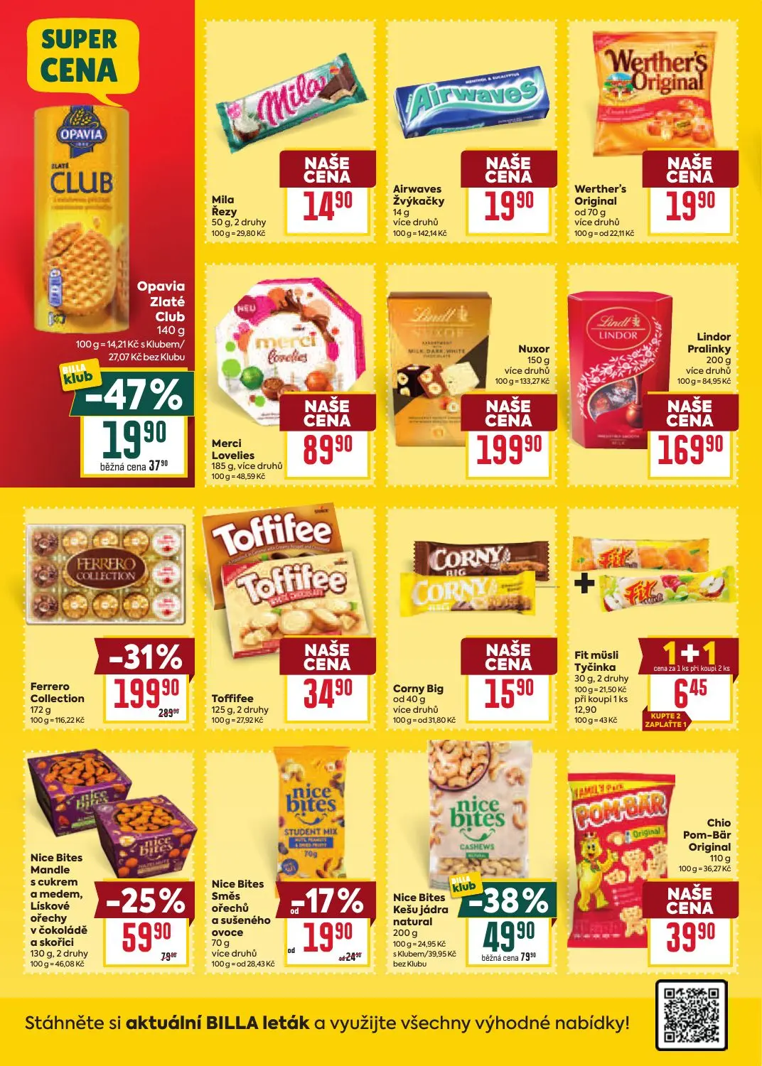 Billa leták, strana 28 z 41 — Ferrero Collection, Nice Bites Kešu jádra natural, Nice Bites Mandle s cukrem a medem, Lískové…