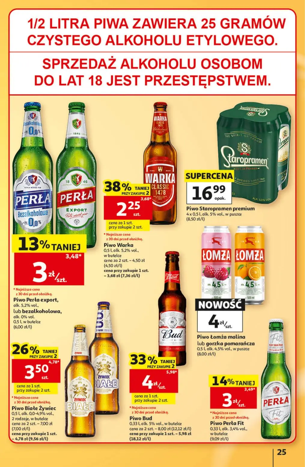 Auchan gazetka, strona 25 z 41 — Piwo Bud, Piwo Warka Classic, Piwo Białe Żywiec