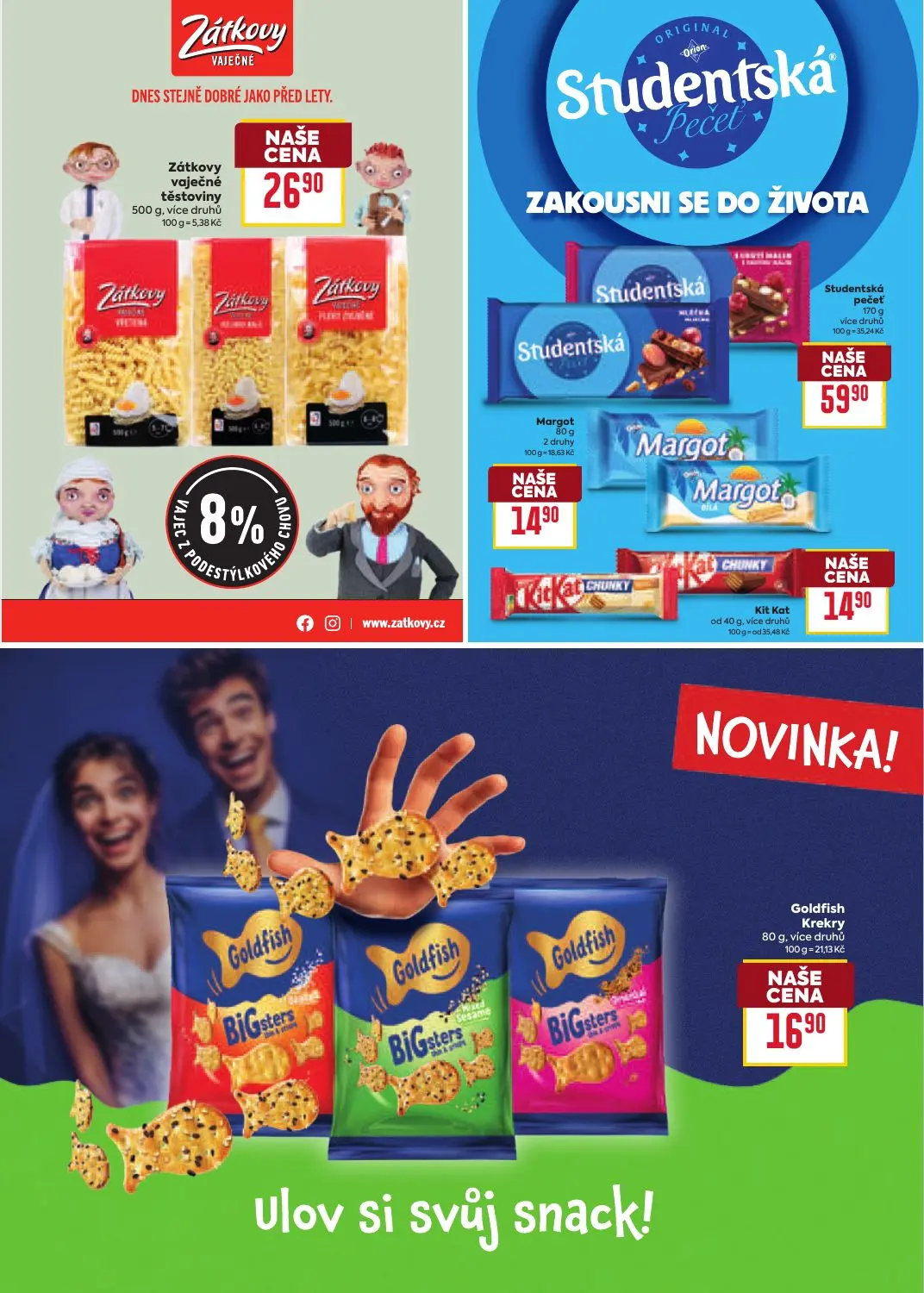Billa leták, strana 31 z 41 — Zátkovy vaječné těstoviny, Studentská pečeť, Margot