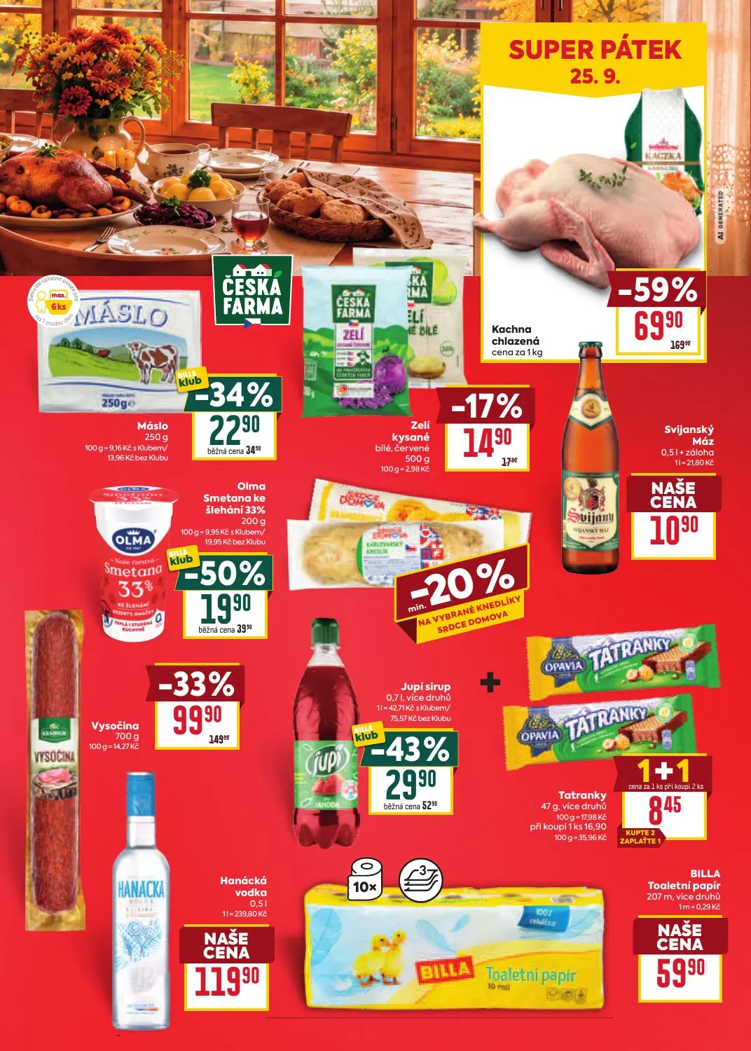 Billa leták, strana 37 z 41 — Kachna chlazená, Vysočina, Jupí sirup