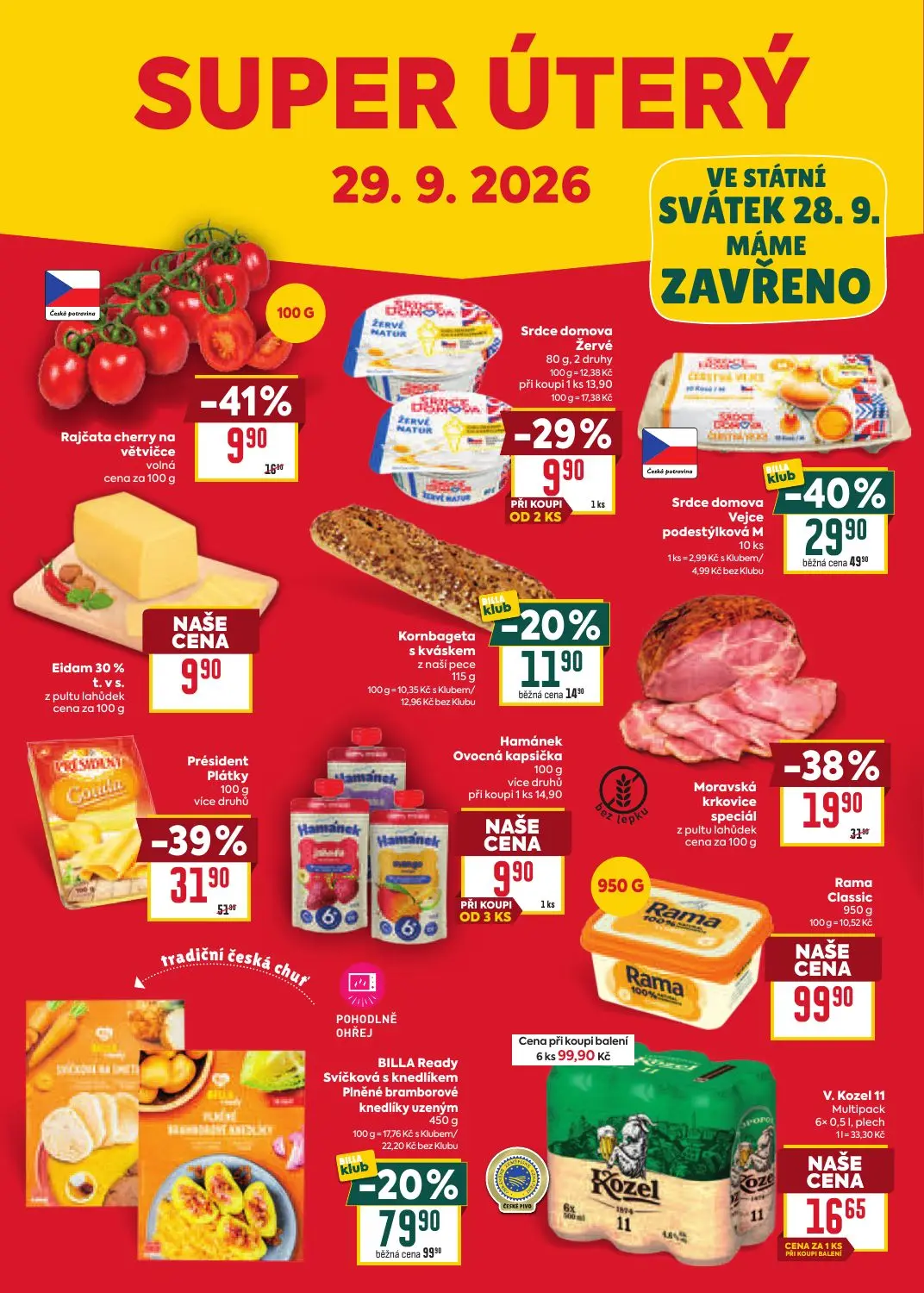 Billa leták, strana 38 z 41 — Srdce domova Vejce podestýlková M, Président Plátky, BILLA Ready Svíčková s knedlíkem Piněné b…