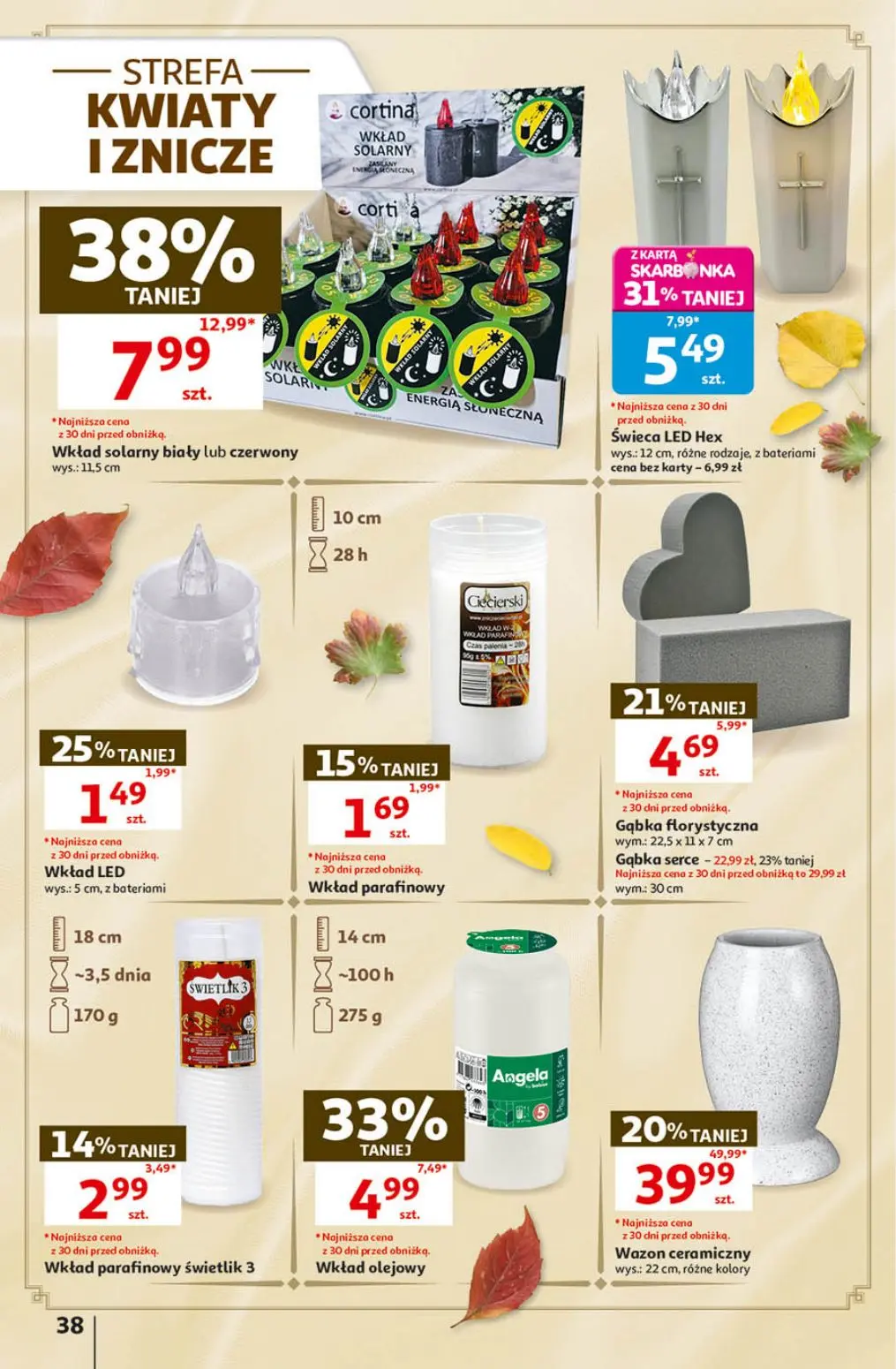 Auchan gazetka, strona 38 z 41 — Wazon ceramiczny, Gąbka serce, Wkład solarny biały lub czerwony