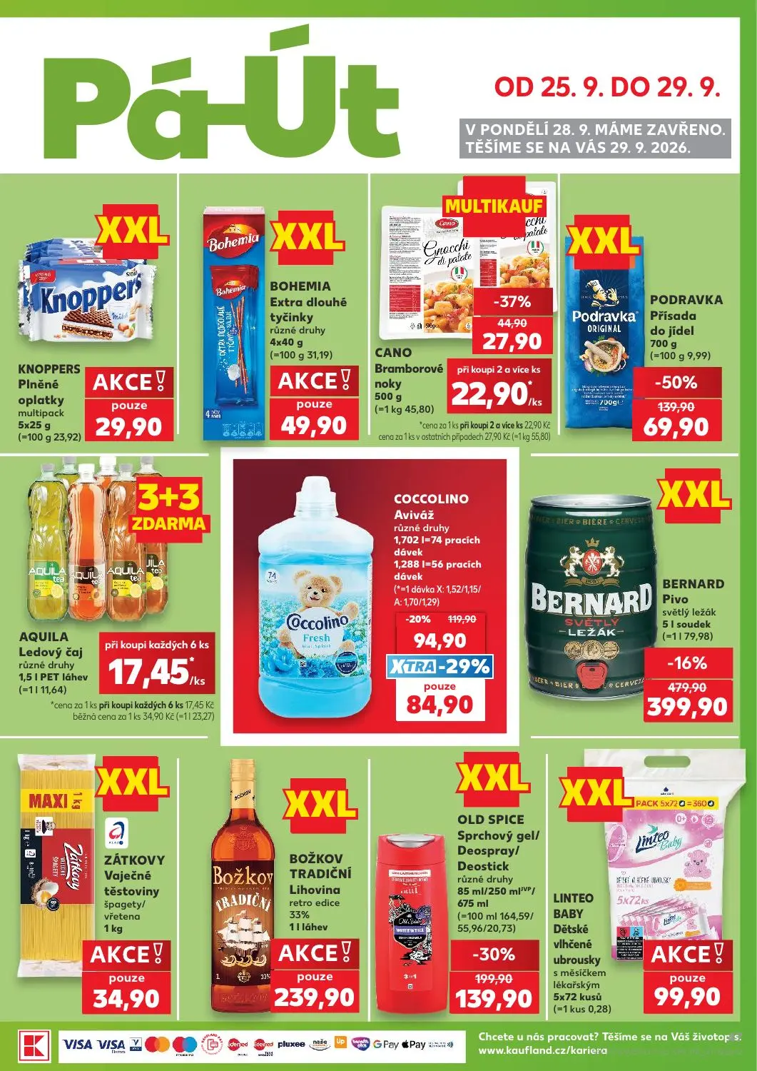Kaufland leták, strana 47 z 54 — BERNARD Pivo světlý ležák, PODRAVKA Přísada do jídel, OLD SPICE Sprchový gel/ Deospray/ Deo…