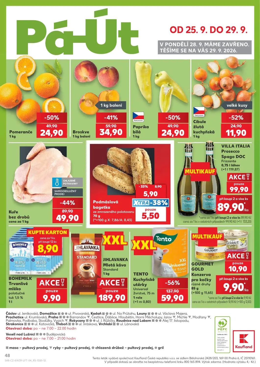 Kaufland leták, strana 48 z 54 — TENTO Kuchyňské utěrky Universal 2vrstvé, Kuře bez drobů, Pomeranče
