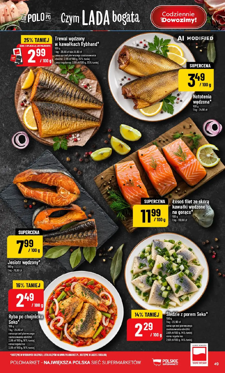 POLOmarket gazetka, strona 49 z 76 — Trewal wędzony w kawałkach Rybhand*, Ryba po chojnicku Seko*, Śledzie z porem Seko*