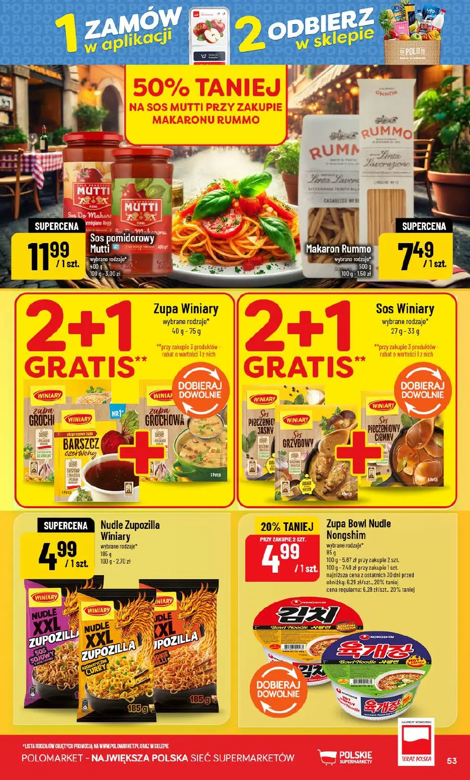POLOmarket gazetka, strona 53 z 76 — Sos pomidorowy Mutti, Makaron Rummo, Zupa Bowl Nudle Nongshim