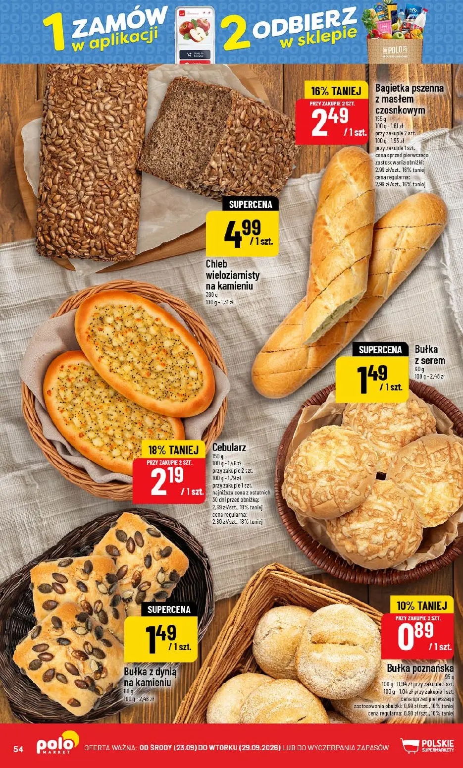 POLOmarket gazetka, strona 54 z 76 — Bagietka pszenna z masłem czosnkowym, Cebularz, Bułka poznańska