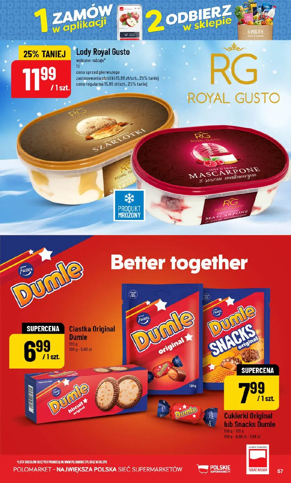 POLOmarket gazetka, strona 57 z 76 — Lody Royal Gusto, Ciastka Original Dumle, Cukierki Original lub Snacks Dumle