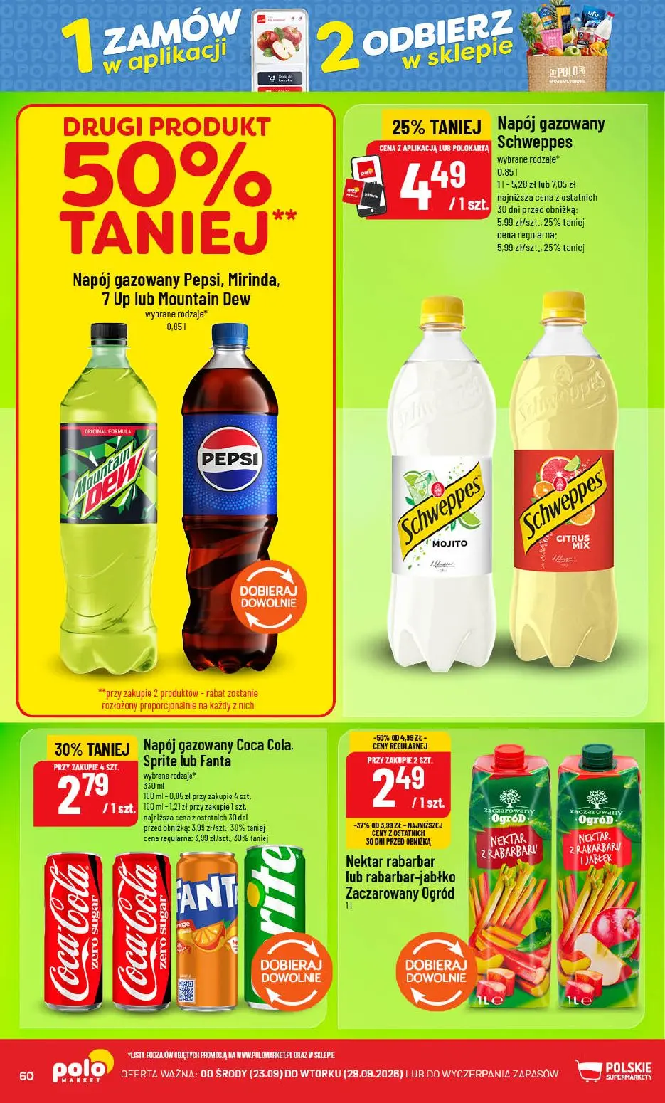POLOmarket gazetka, strona 60 z 76 — Nektar rabarbar lub rabarbar-jabłko Zaczarowany Ogród, Napój gazowany Schweppes, Napój …