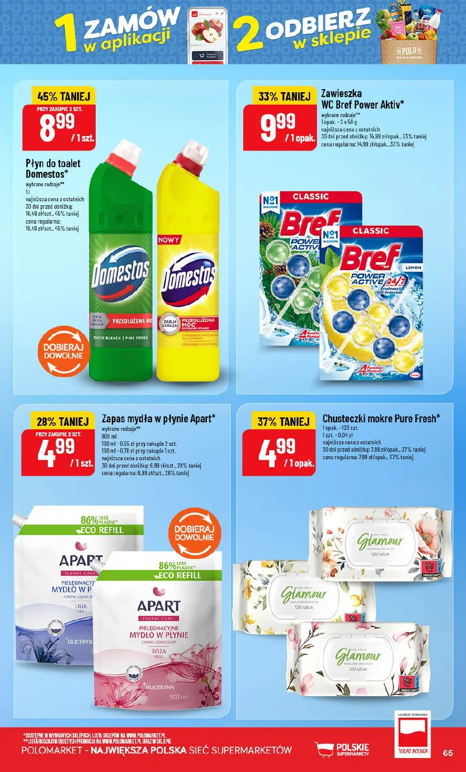 POLOmarket gazetka, strona 65 z 76 — Płyn do toalet Domestos*, Zawieszka WC Bref Power Aktiv*, Chusteczki mokre Pure Fresh*