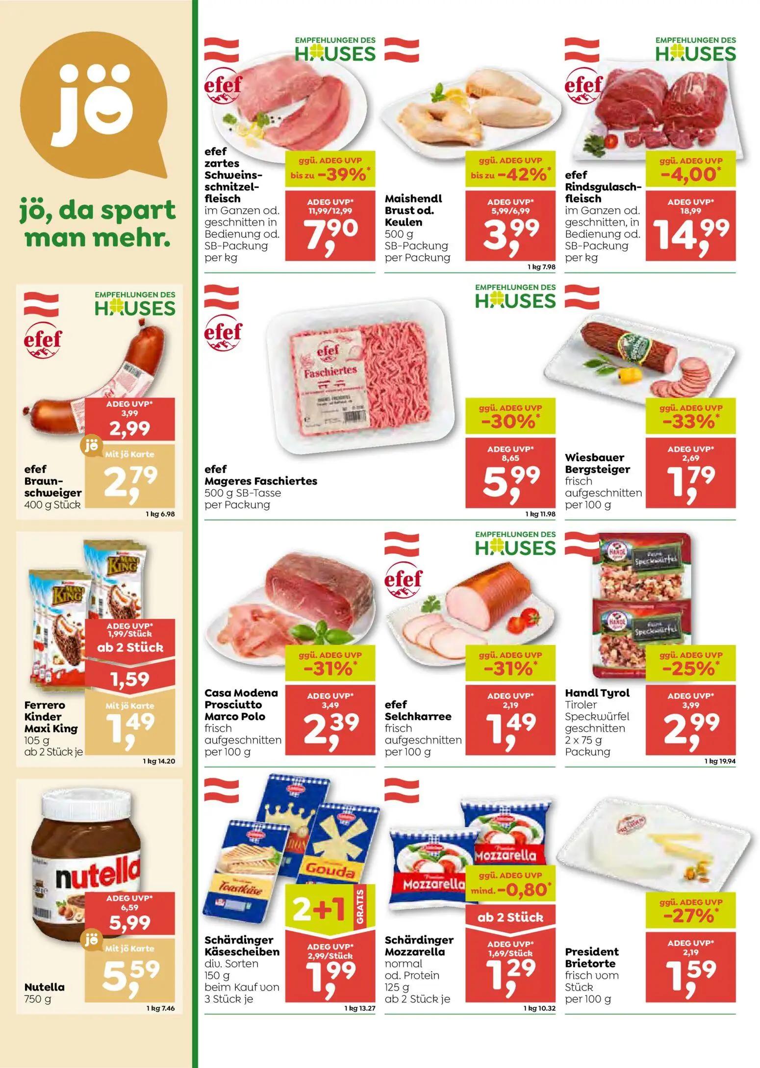 ADEG Prospekt, Seite 4 von 8 — efef zartes Schweinsschnitzelfleisch im Ganzen od. geschnitten in Bedienung od. SB-Packung pe…