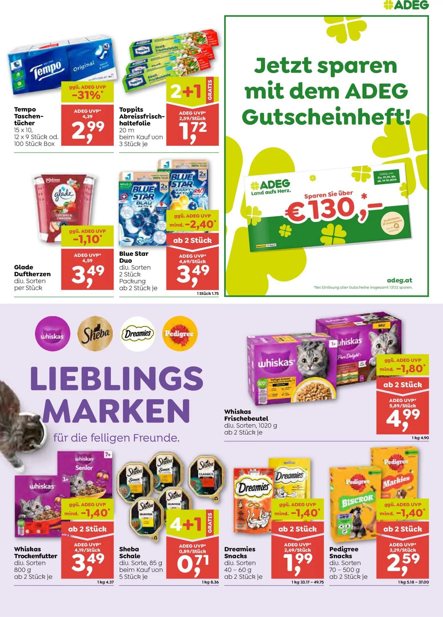 ADEG Prospekt, Seite 7 von 8 — Tempo Taschen-tücher, Blue Star Duo, Glade Duftkerzen