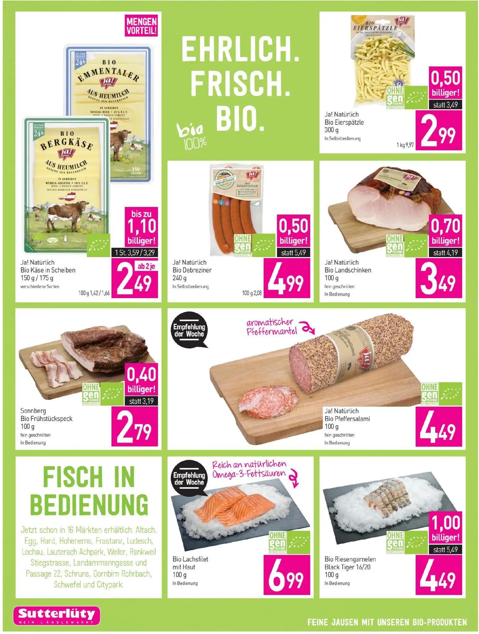 Sutterlüty Prospekt, Seite 8 von 20 — Ja! Natürlich Bio Käse in Scheiben, Bio Riesengarnelen Black Tiger 16/20, Ja! Natürlic…