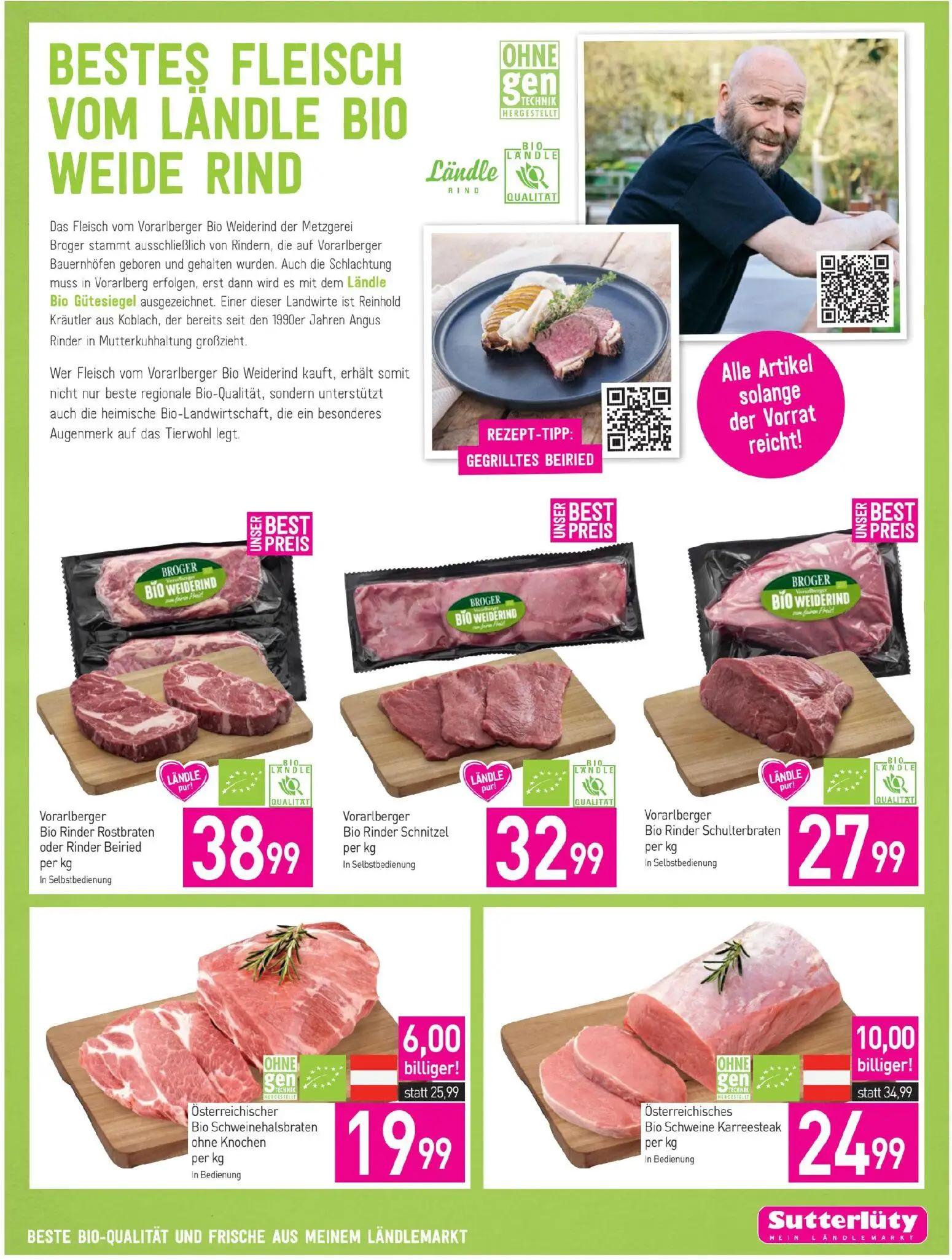 Sutterlüty Prospekt, Seite 9 von 20 — Österreichisches Bio Schweine Karreesteak, Österreichischer Bio Schweinehalsbraten ohn…