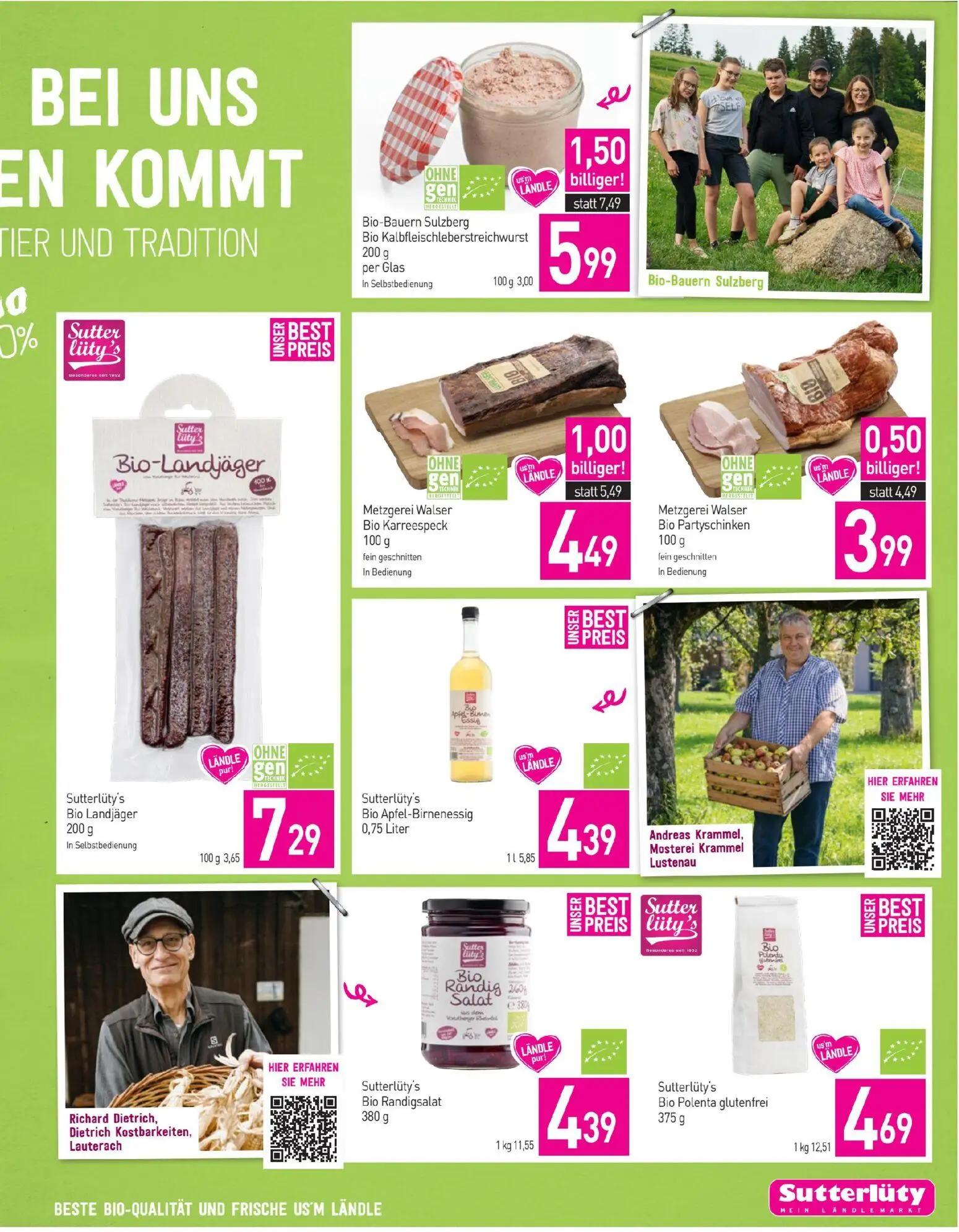 Sutterlüty Prospekt, Seite 11 von 20 — Bio Kalbfleischleberstreichwurst, Metzgerei Walser Bio Karreespeck, Metzgerei Walser …