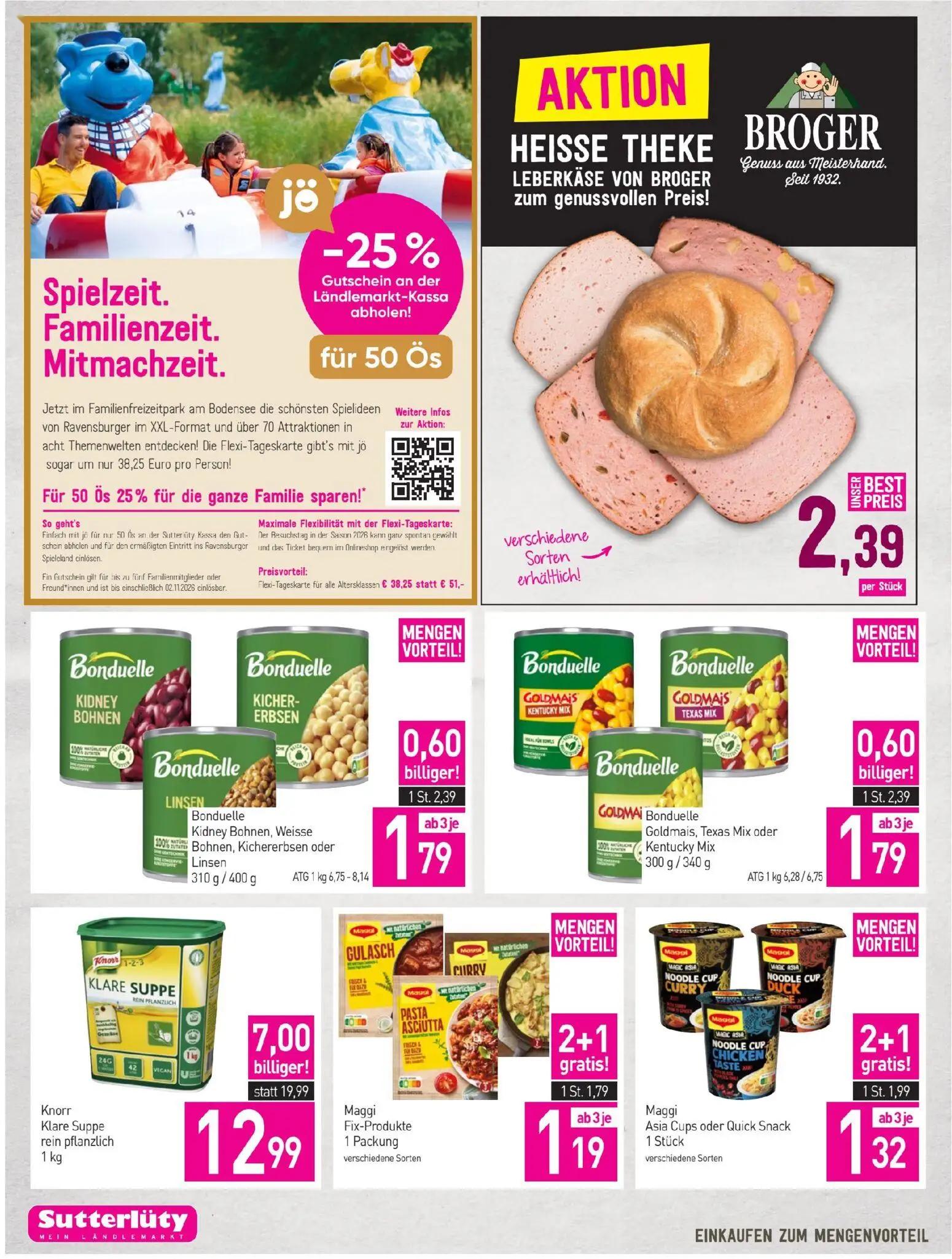 Sutterlüty Prospekt, Seite 16 von 20 — Knorr Klare Suppe rein pflanzlich, Maggi Asia Cups oder Quick Snack, Bonduelle Kidney…