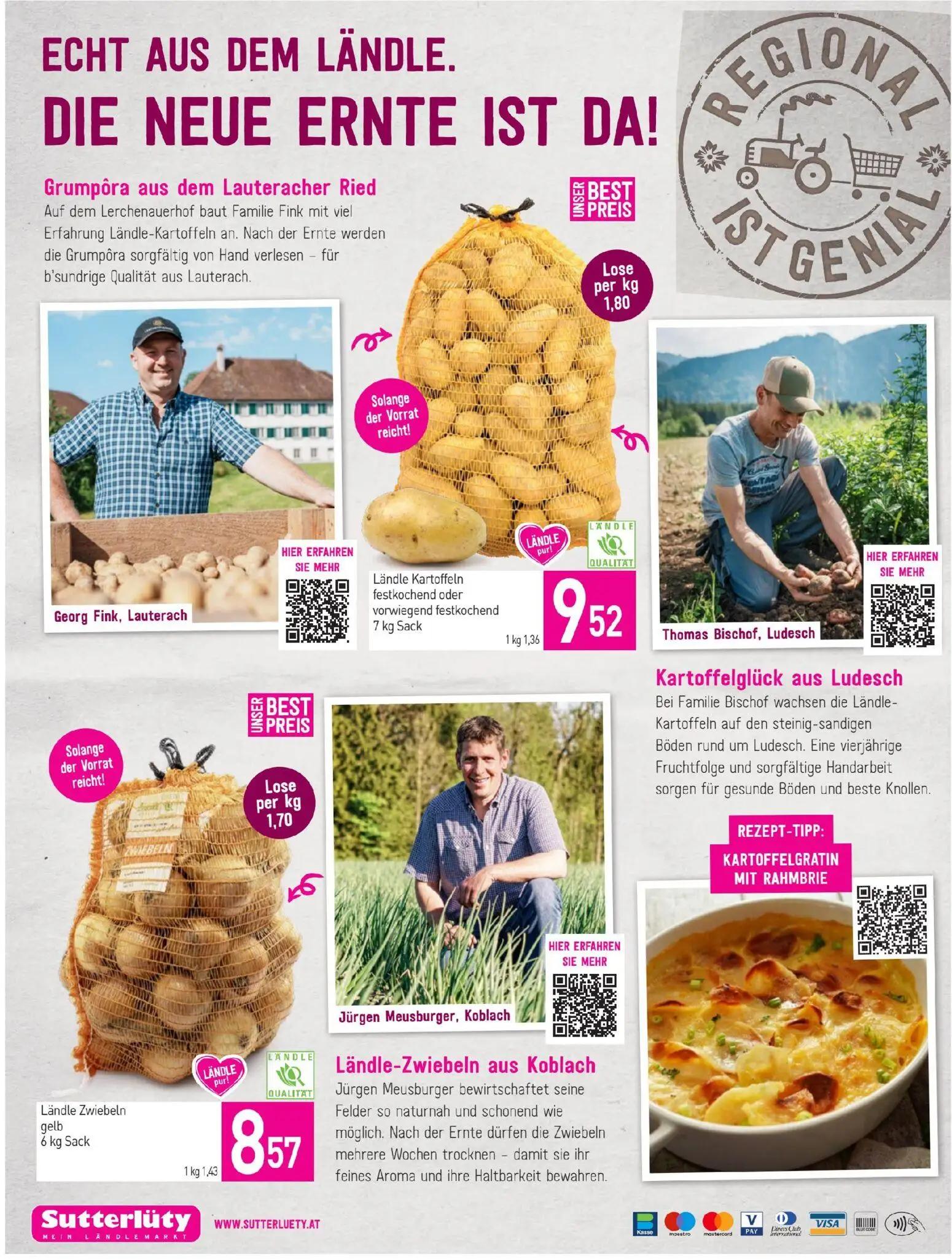 Sutterlüty Prospekt, Seite 20 von 20 — Ländle Kartoffeln, Ländle Zwiebeln gelb