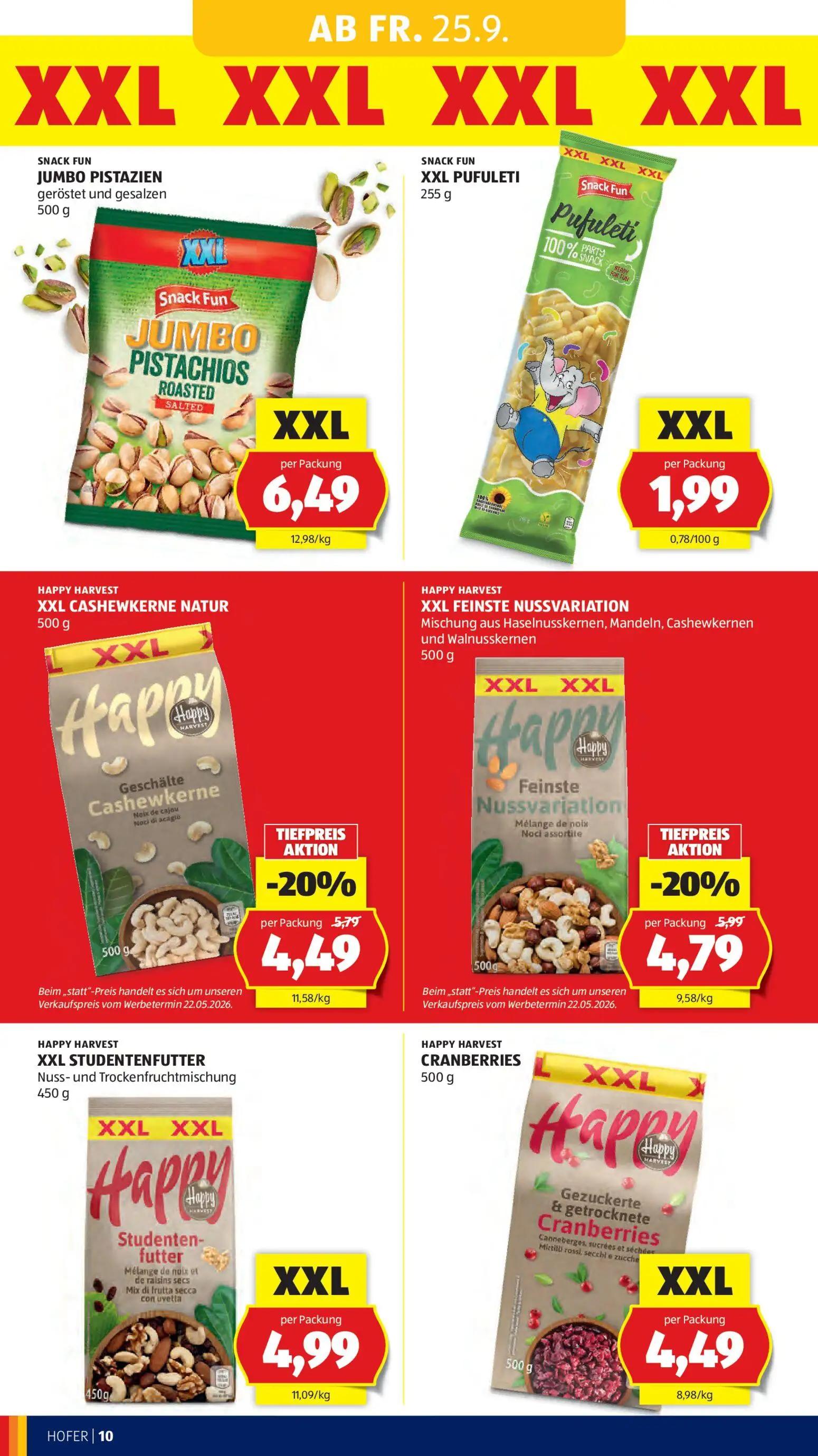 Hofer Prospekt, Seite 16 von 49 — CASHEWKERNE NATUR, FEINSTE NUSSVARIATION Mischung aus Haselnusskernen, Mandeln, Cashewkern…