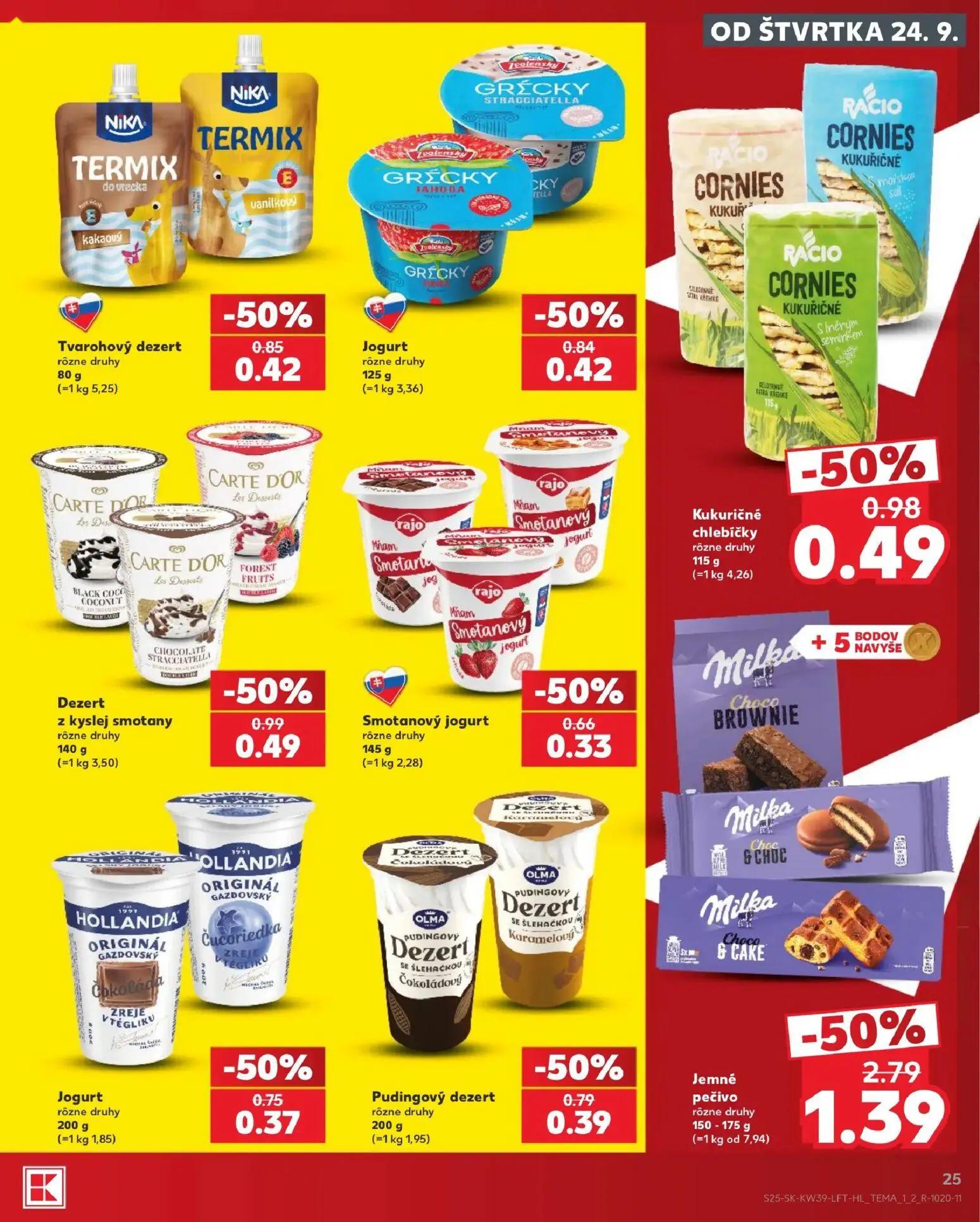 Kaufland leták, strana 25 z 82 — Jemné pečivo, Dezert z kyslej smotany, Kukuričné chlebíčky