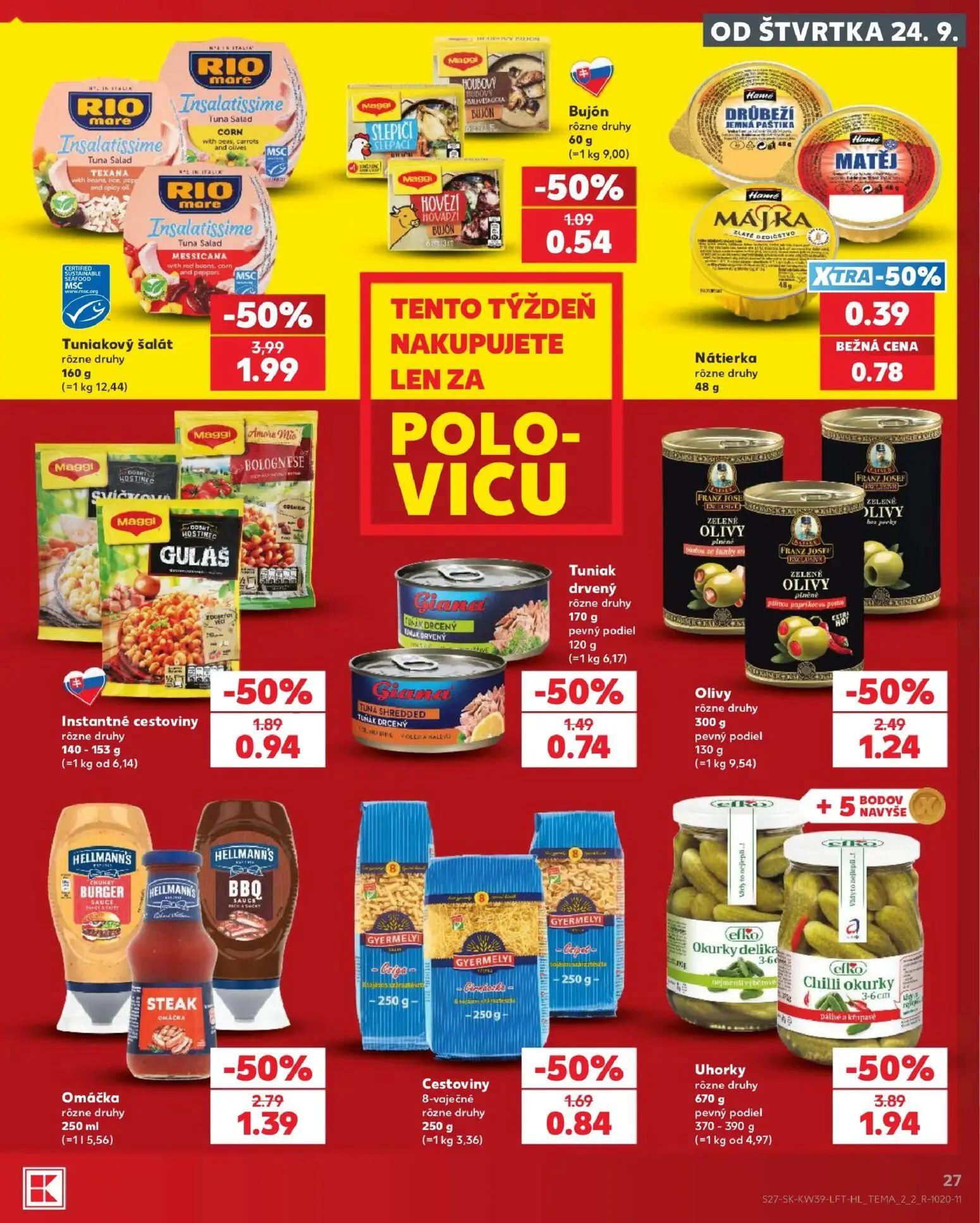 Kaufland leták, strana 27 z 82 — Tuniakový šalát, Uhorky, Omáčka