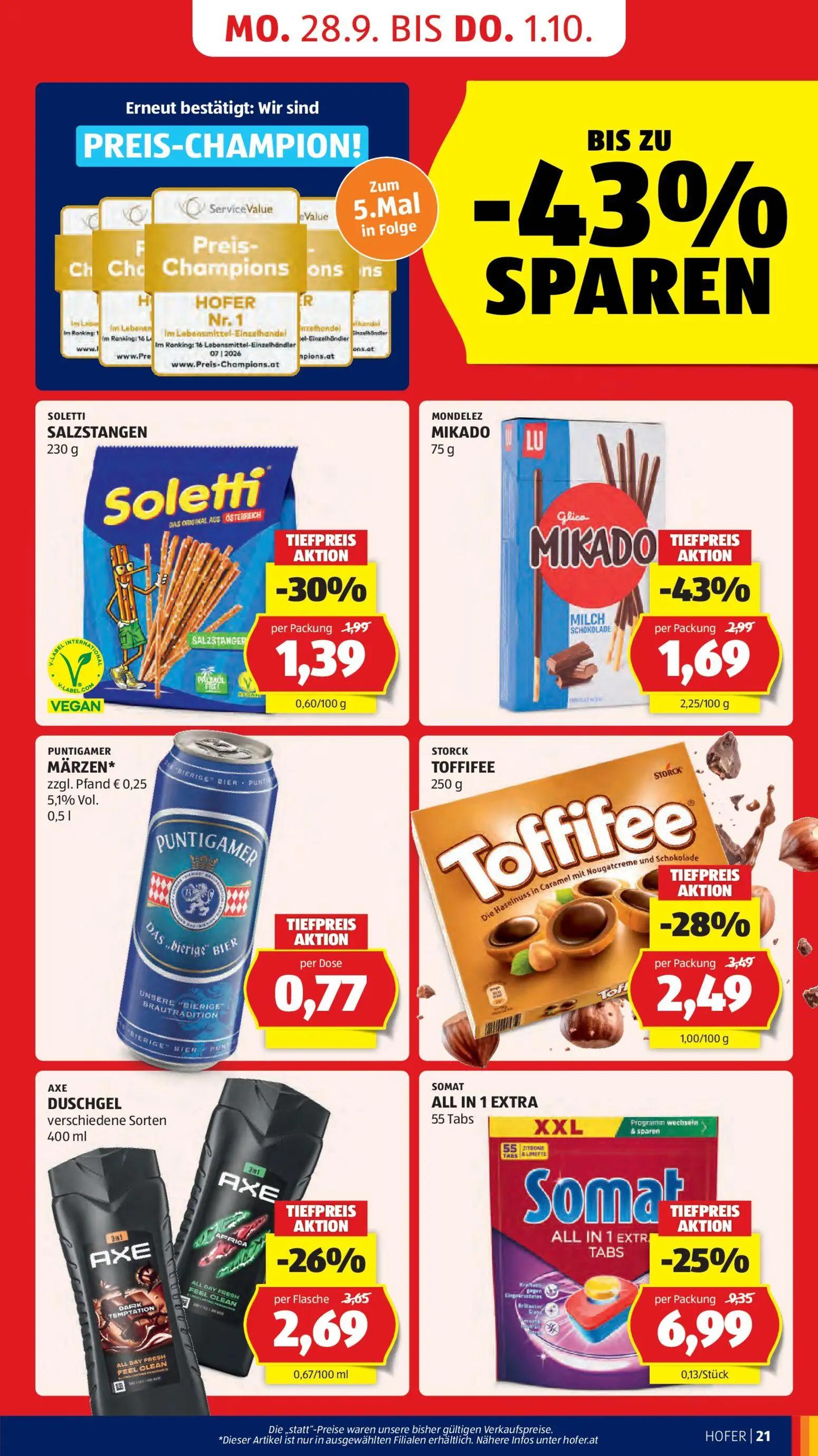 Hofer Prospekt, Seite 27 von 49 — SOMAT ALL IN 1 EXTRA, MIKADO, TOFFIFEE