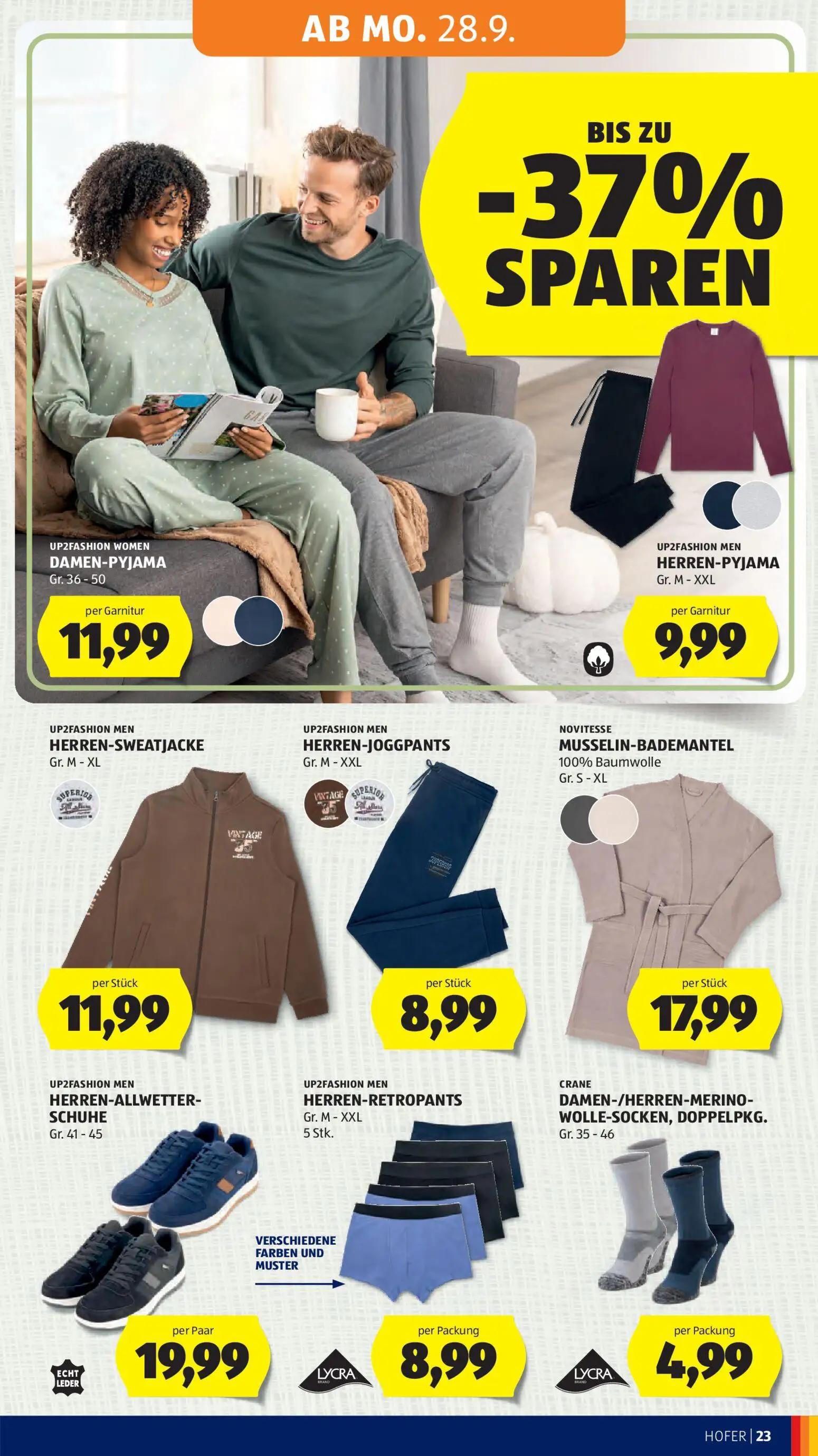 Hofer Prospekt, Seite 31 von 49 — DAMEN-PYJAMA, HERREN-PYJAMA, HERREN-SWEATJACKE