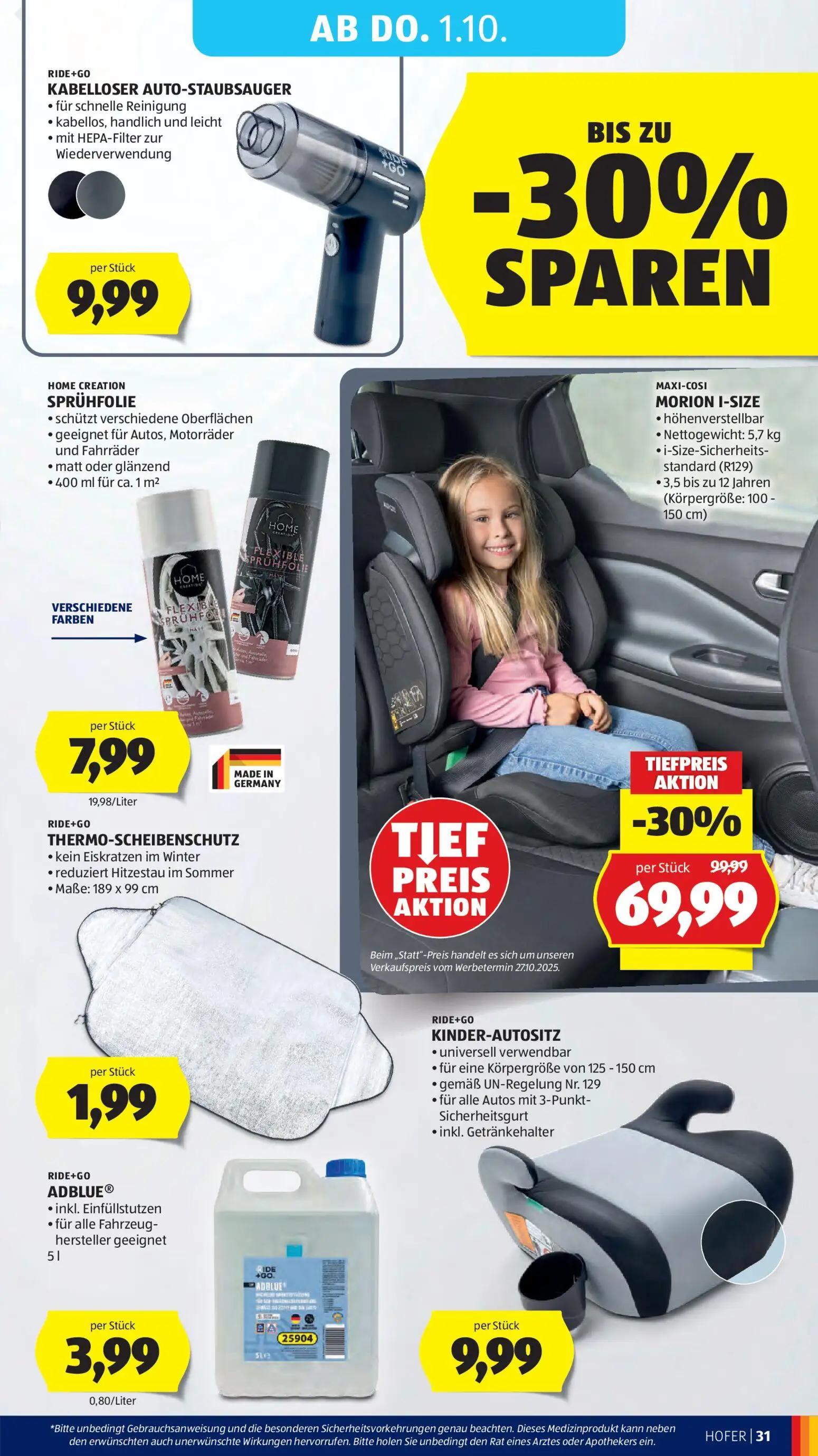 Hofer Prospekt, Seite 39 von 49 — MORION I-SIZE, KABELLOSER AUTO-STAUBSAUGER, SPRÜHFOLIE