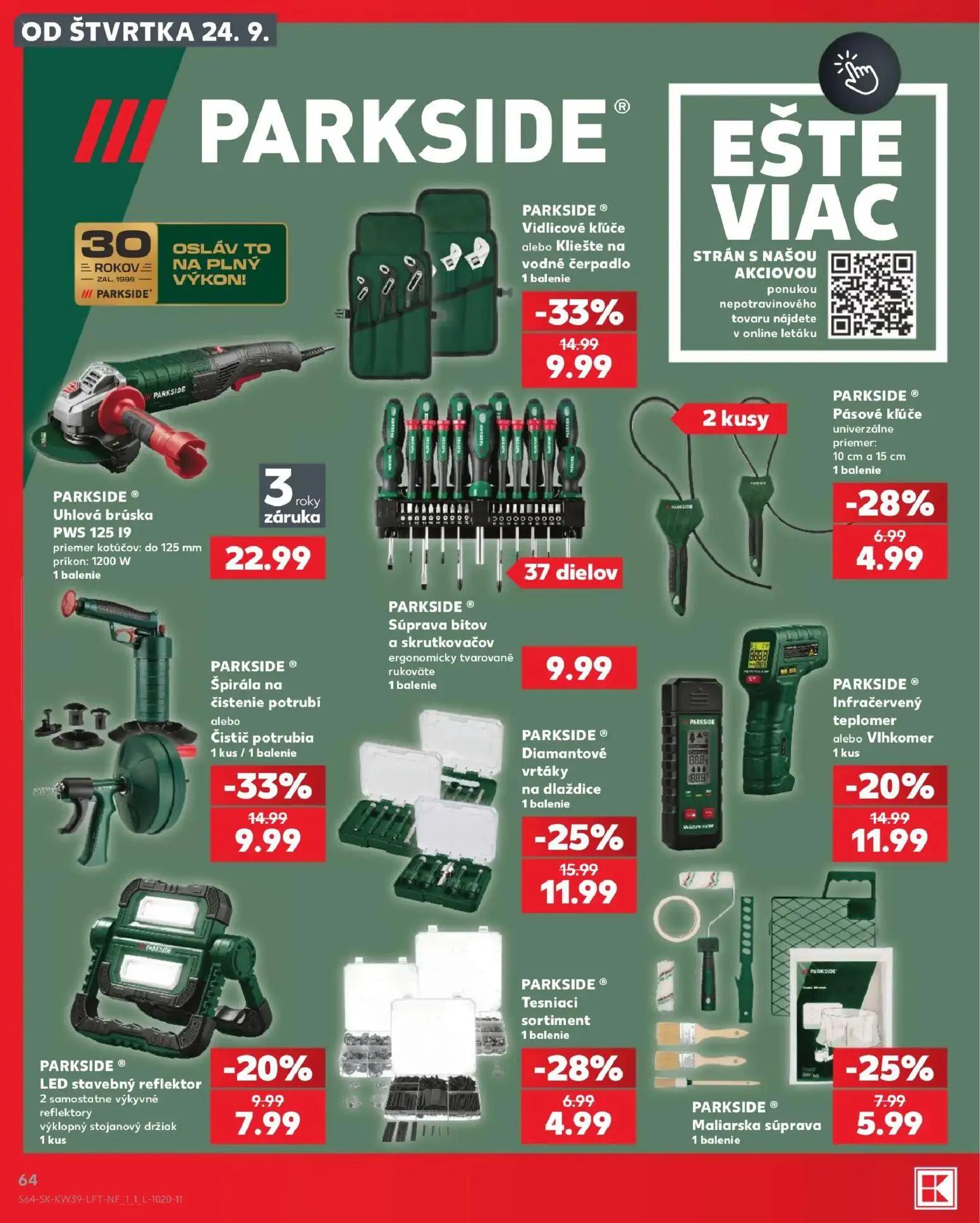 Kaufland leták, strana 64 z 82 — PARKSIDE® Vidlicové kľúče alebo Kliešte na vodné čerpadlo, PARKSIDE® Špirála na čistenie po…