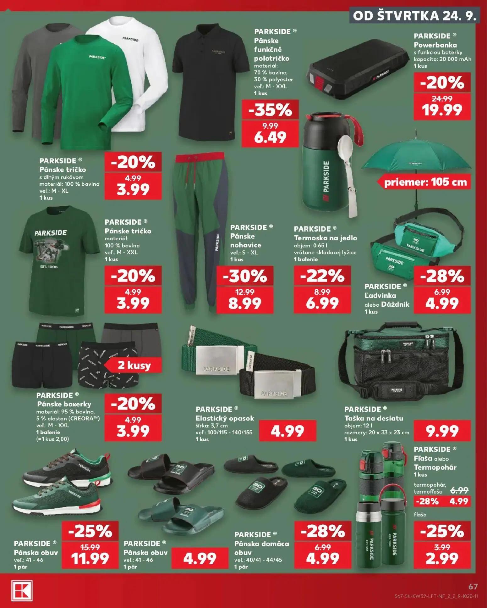 Kaufland leták, strana 67 z 82 — Powerbanka s funkciou baterky, Pánske nohavice, Pánska obuv