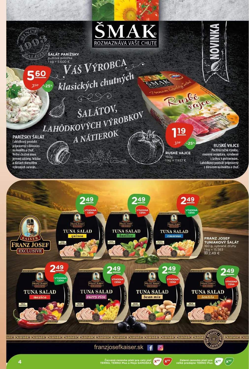 Terno leták, strana 4 z 28 — PARÍŽSKY ŠALÁT, RUSKÉ VAJCE, TUNA SALAD quinoa