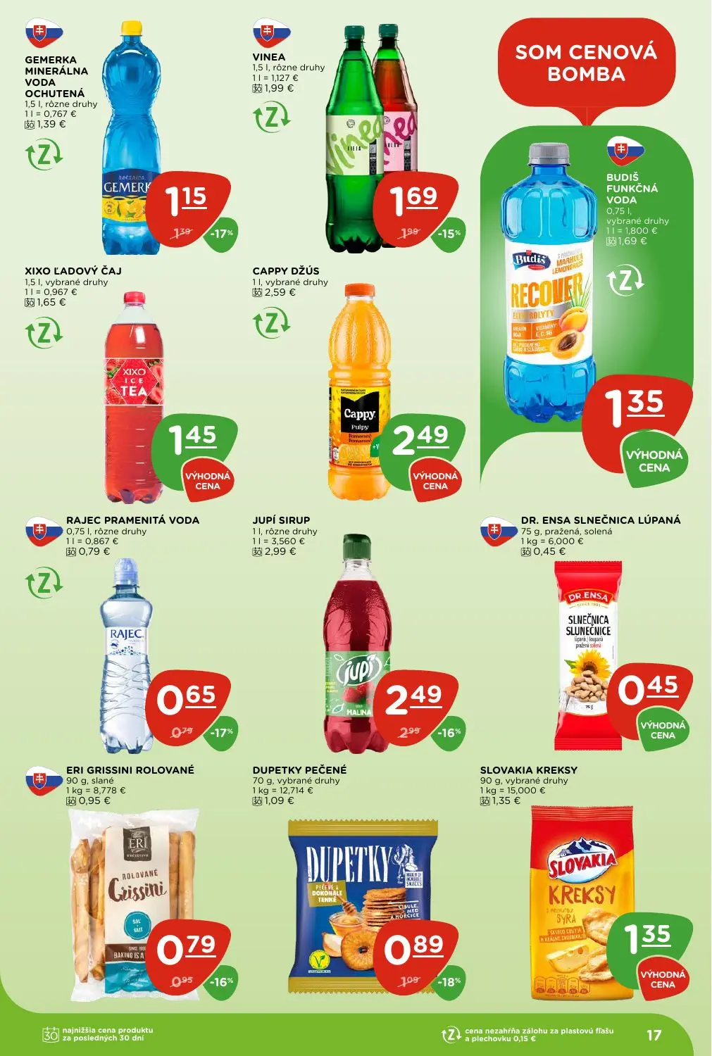 Terno leták, strana 17 z 28 — JUPÍ SIRUP, BUDIŠ FUNKČNÁ VODA RECOVER, VINEA