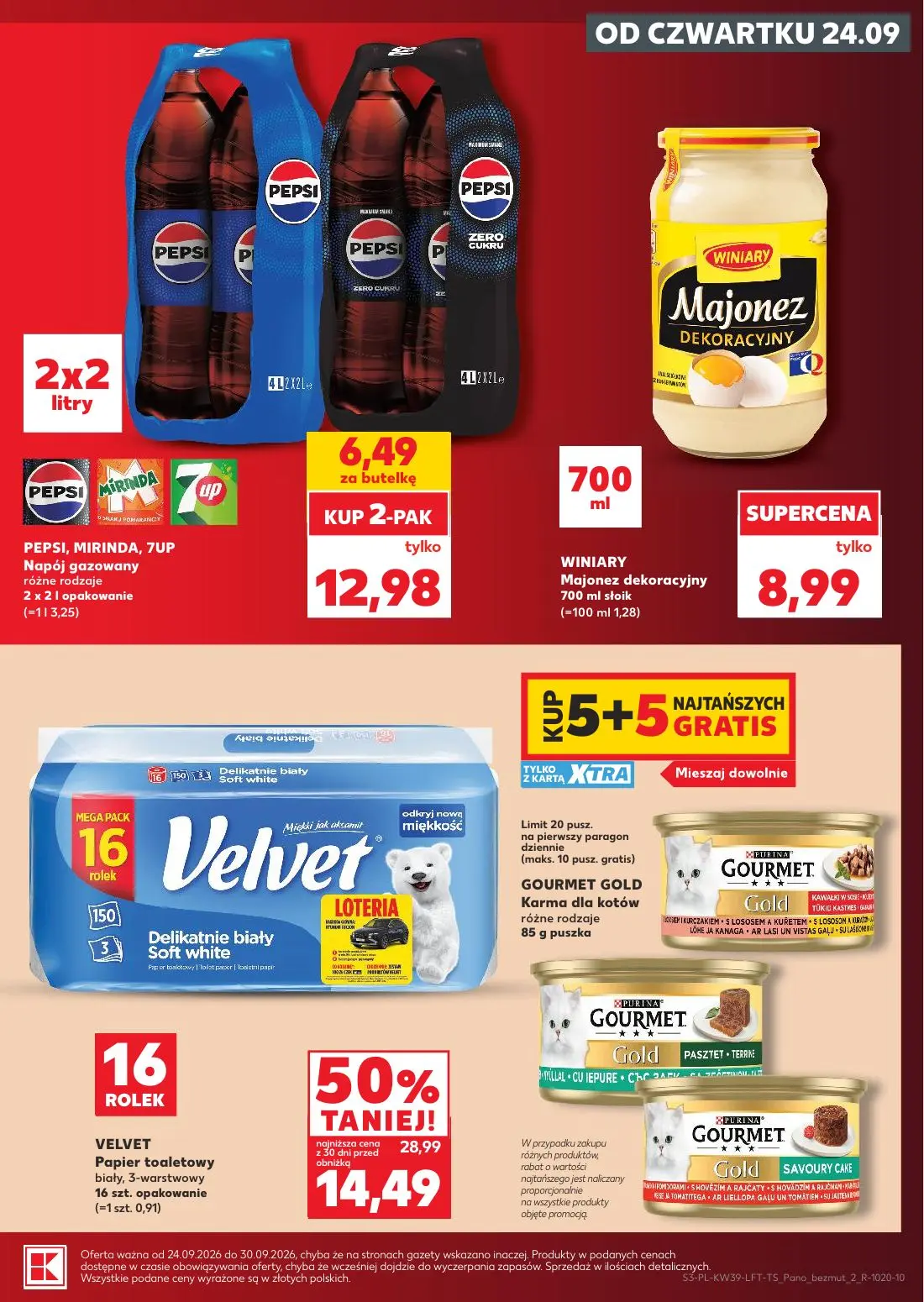 Kaufland gazetka, strona 3 z 69 — VELVET Papier toaletowy biały, 3-warstwowy, PEPSI, MIRINDA, 7UP Napój gazowany, WINIARY Ma…