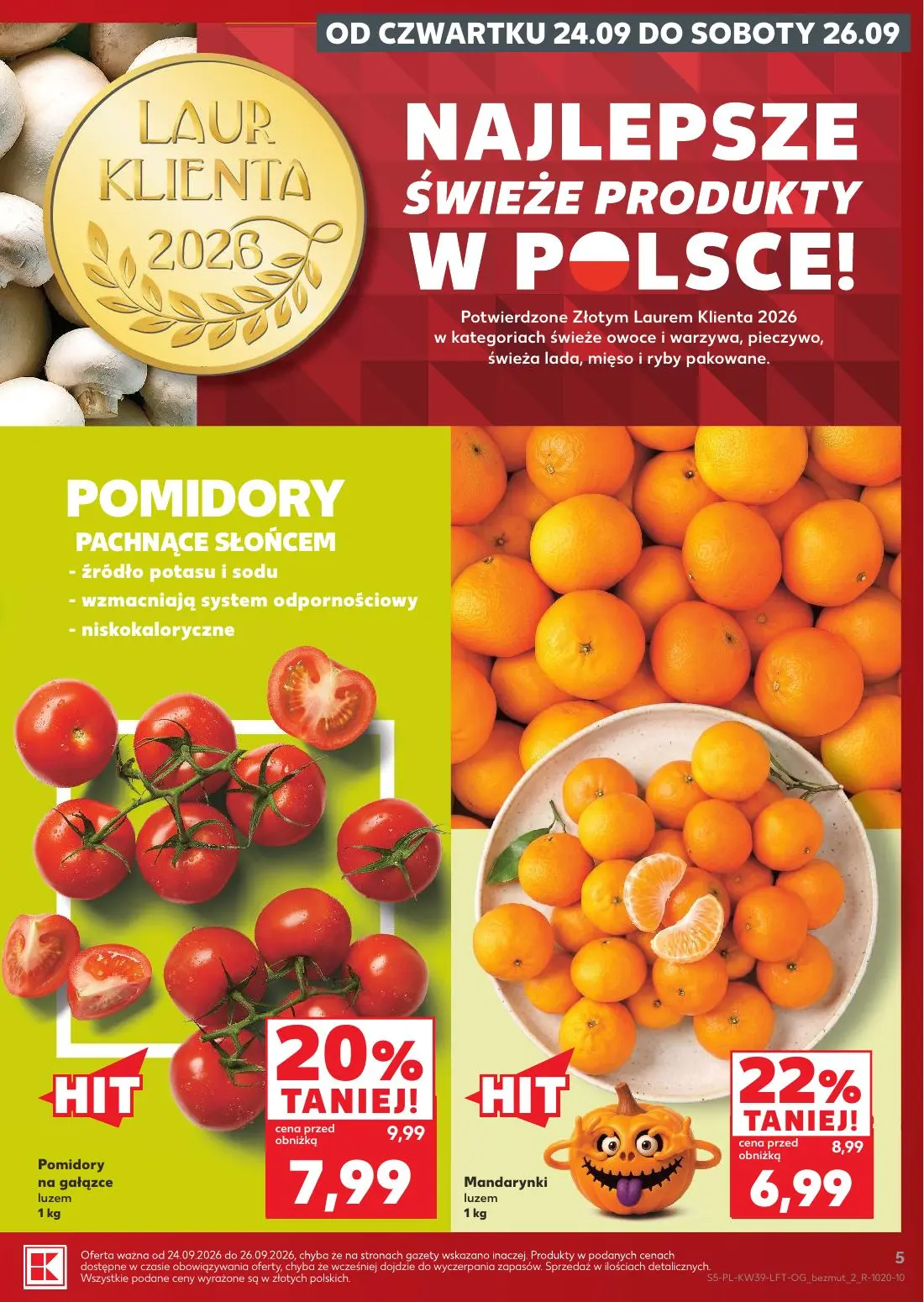 Kaufland gazetka, strona 5 z 69 — Pomidory na gałązce luzem, Mandarynki luzem