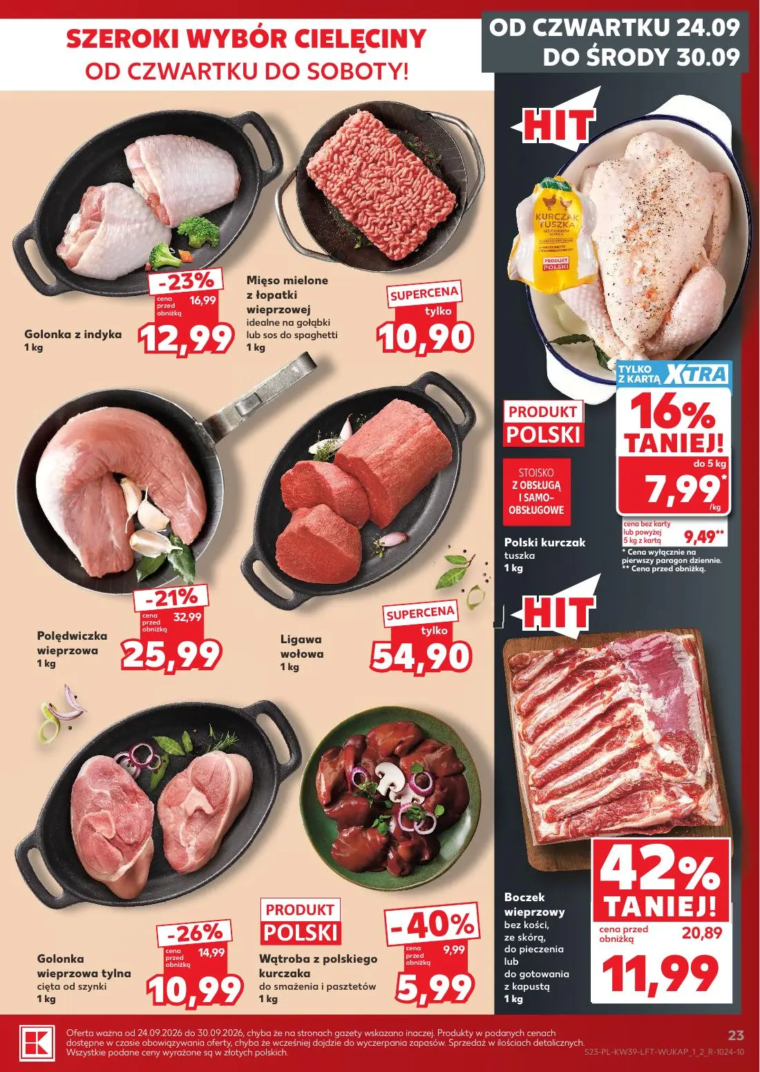 Kaufland gazetka, strona 23 z 69 — Boczek wieprzowy bez kości, ze skórą, do pieczenia lub do gotowania z kapustą, Polędwiczk…
