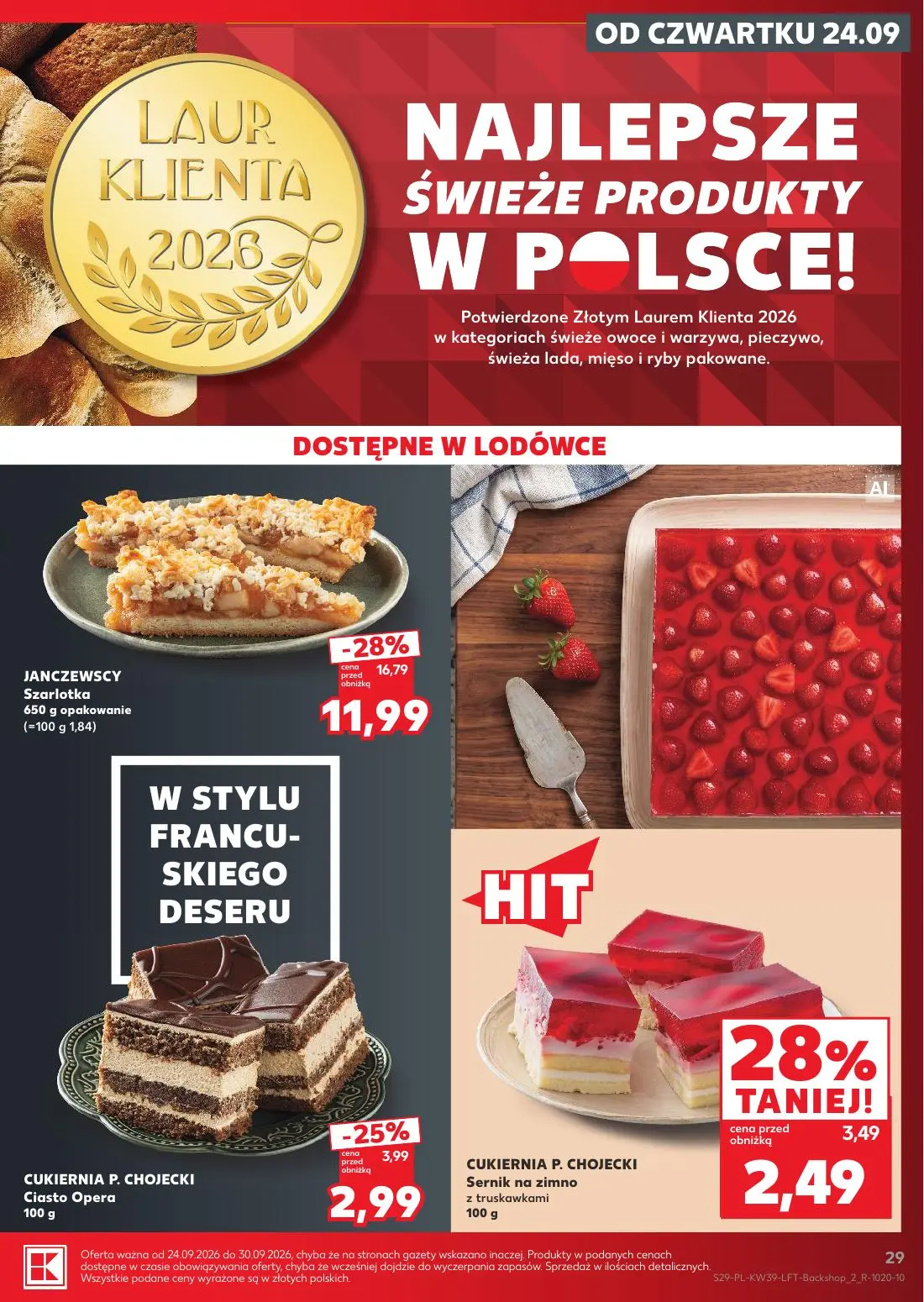 Kaufland gazetka, strona 29 z 69 — Szarlotka, Ciasto Opera, Sernik na zimno z truskawkami