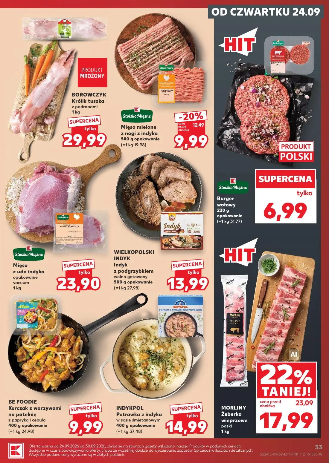 Kaufland gazetka, strona 33 z 69 — MORLINY Żeberka wieprzowe paski, Mięso mielone z nogi z indyka, BOROWCZYK Królik tuszka z…