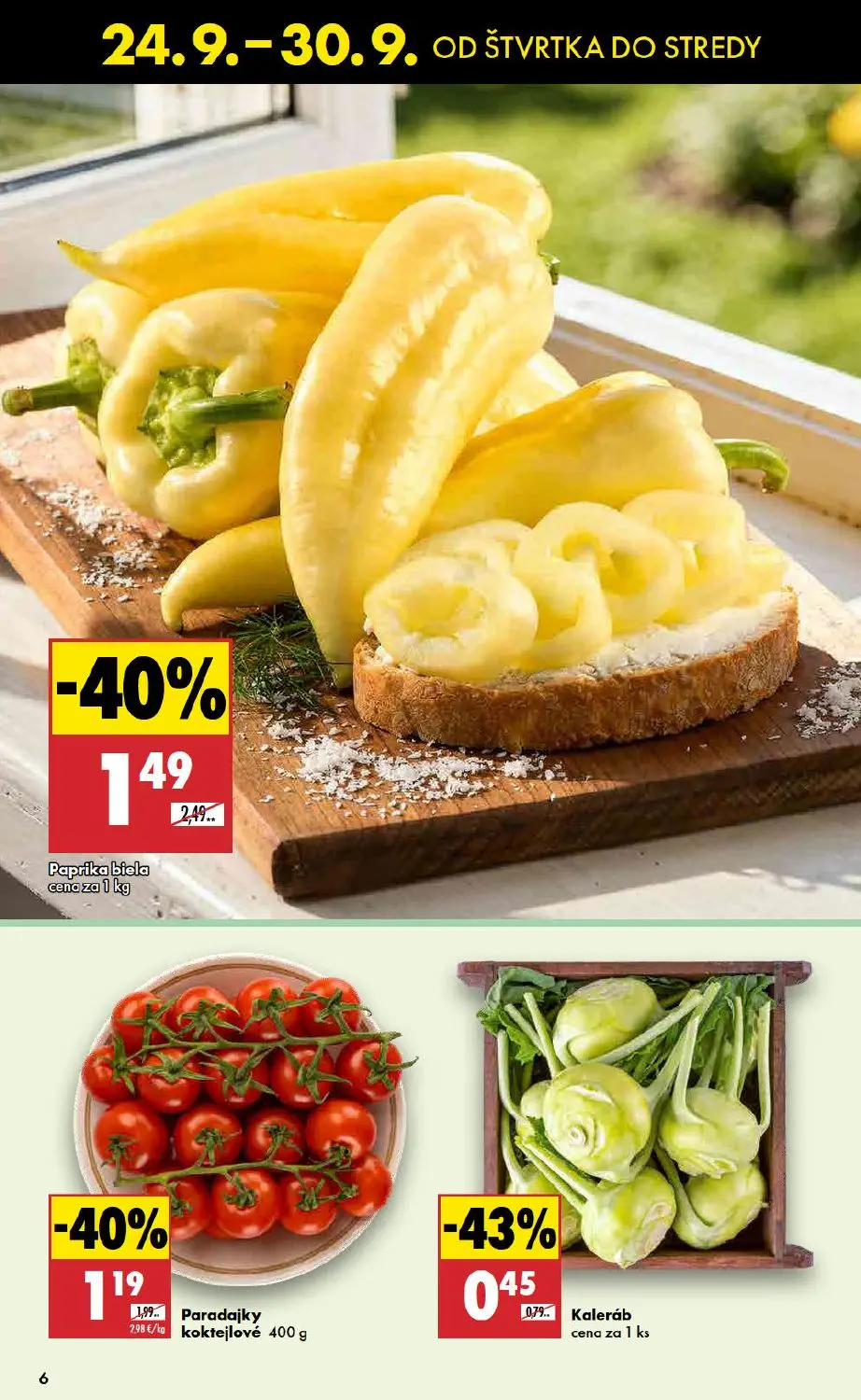 Biedronka leták, strana 6 z 48 — Paprika biela, Paradajky koktejlové, Kaleráb